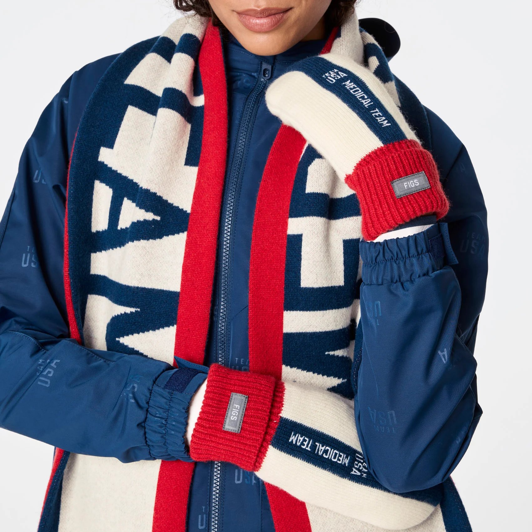 unisex Off White FIGS x Team USA Knitted Scarf - Image 3