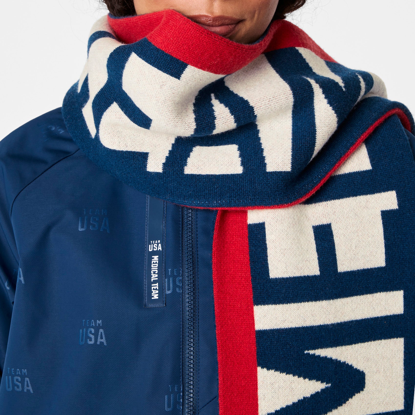unisex Off White FIGS x Team USA Knitted Scarf - Image 6