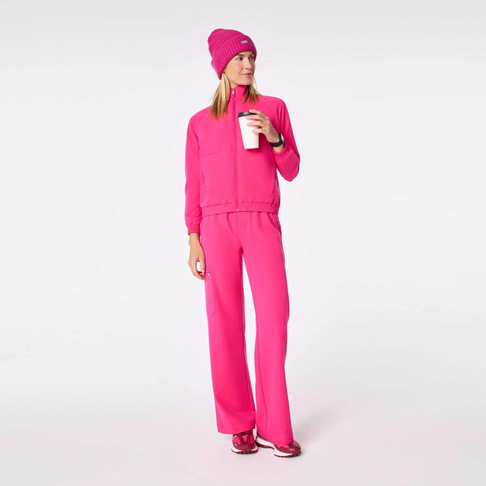Shocking Pink Waffle Beanie - Image 10