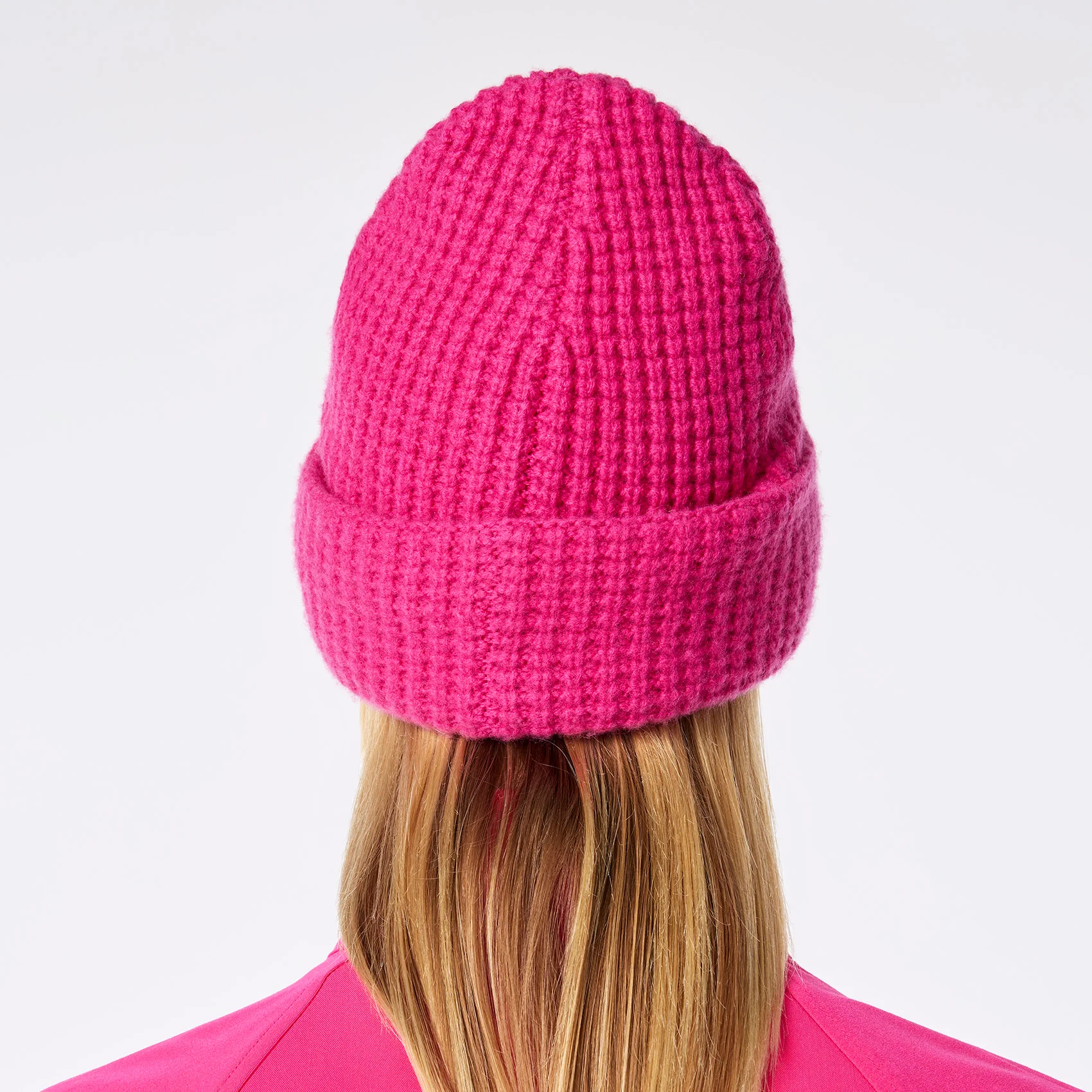 Shocking Pink Waffle Beanie - Image 6