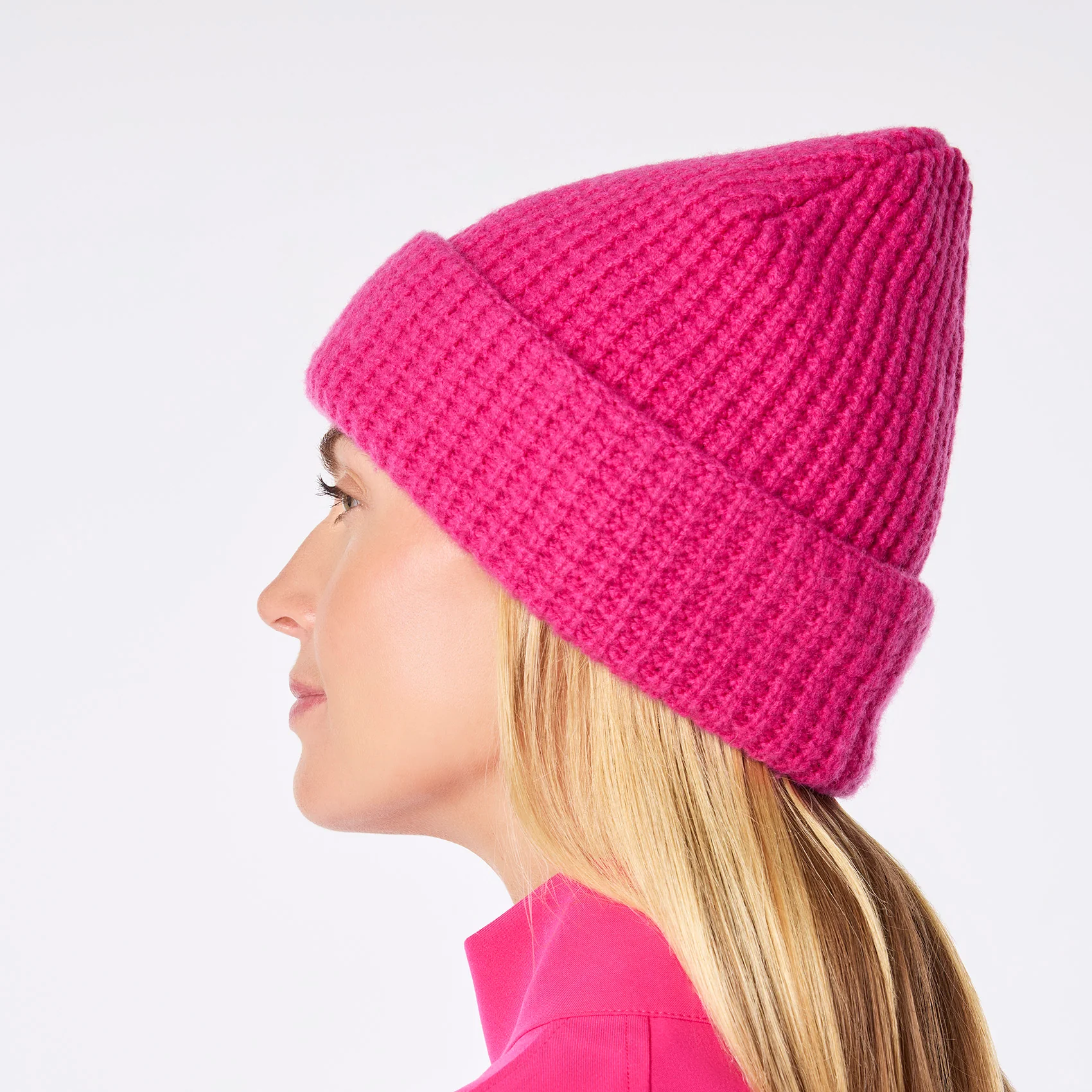 Shocking Pink Waffle Beanie - Image 7