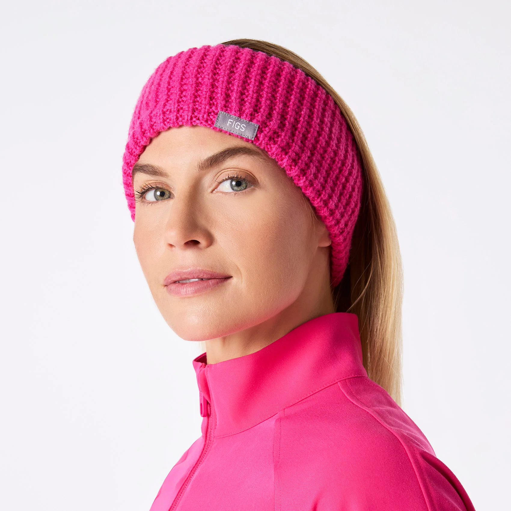 Shocking Pink Waffle Earwarmer - Image 4