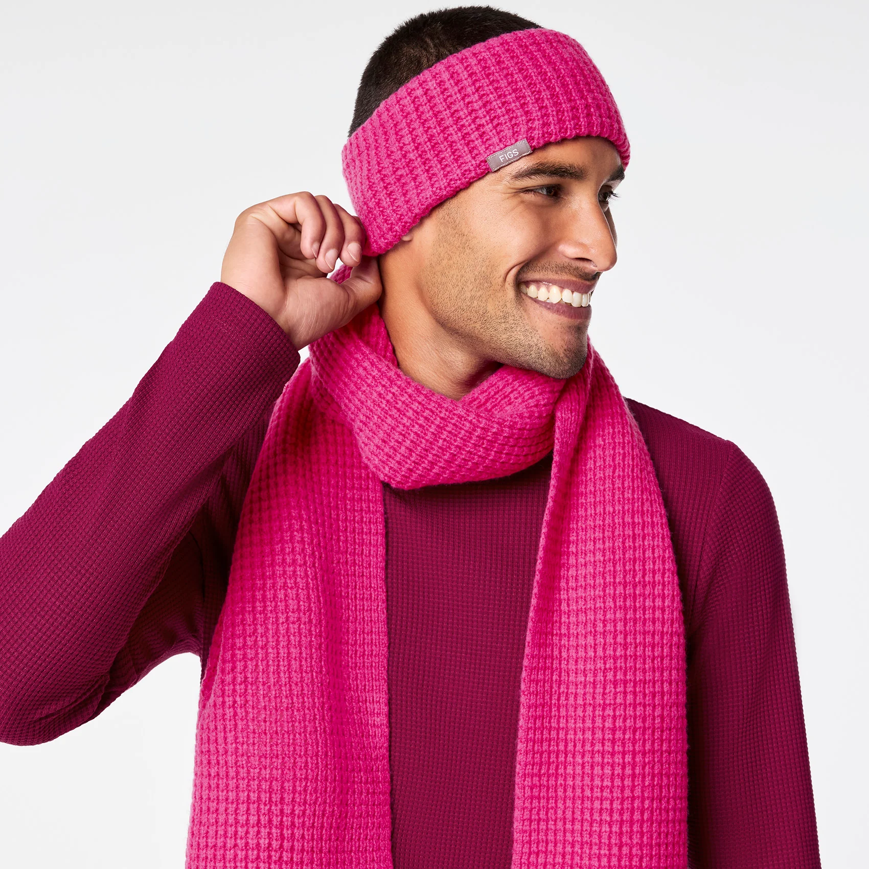 Shocking Pink Waffle Earwarmer - Image 9