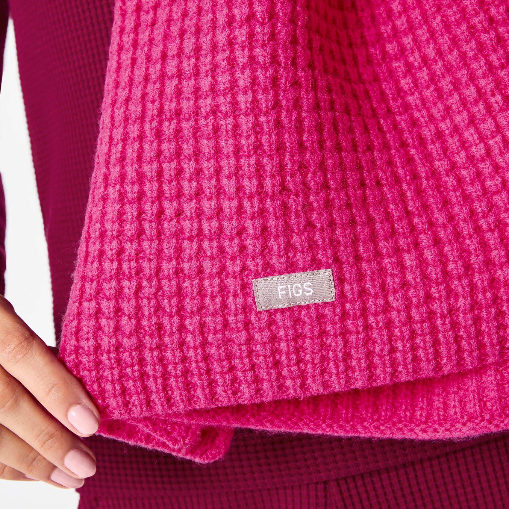 Shocking Pink Waffle Scarf - Image 8