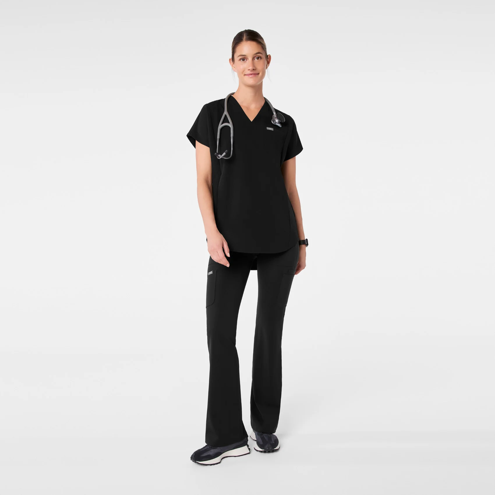 women's Black Addison Oversized Tunic - Scrub Top - Image 2
