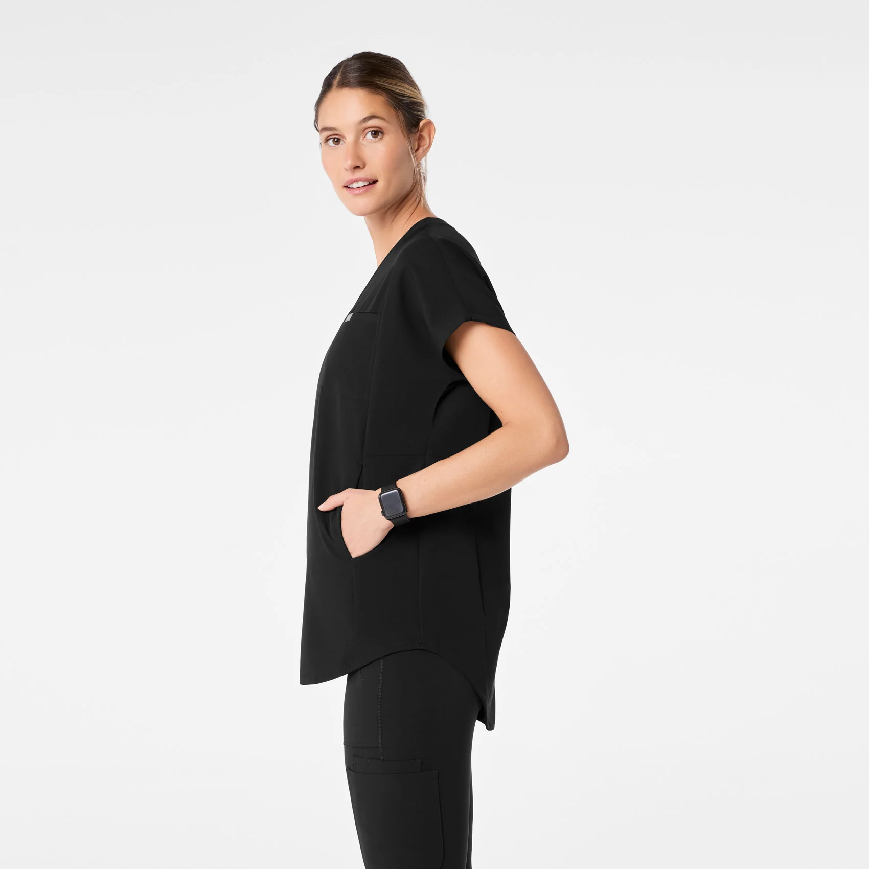 women's Black Addison Oversized Tunic - Scrub Top - Image 3