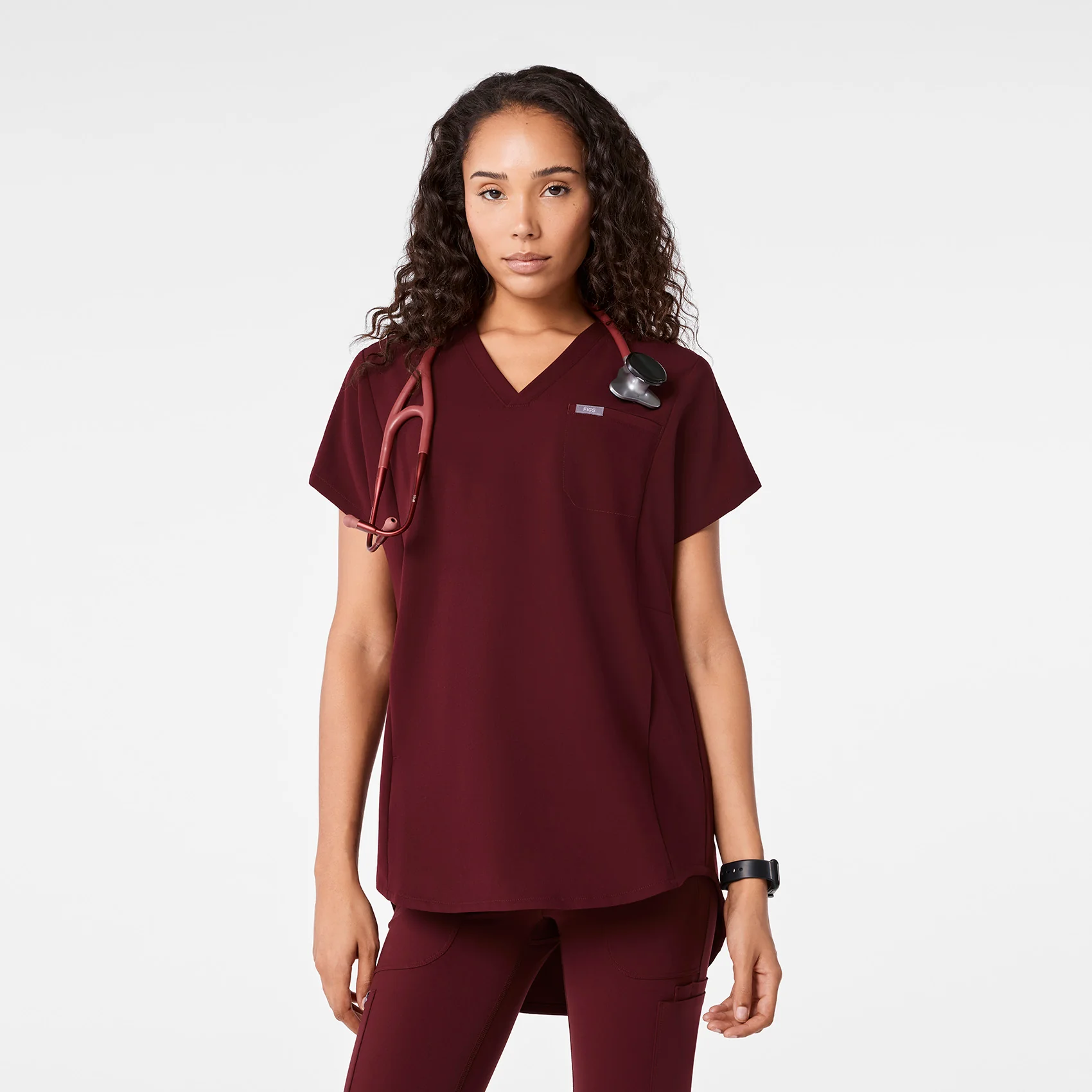 women's Burgundy Addison Oversized Tunic - Scrub Top