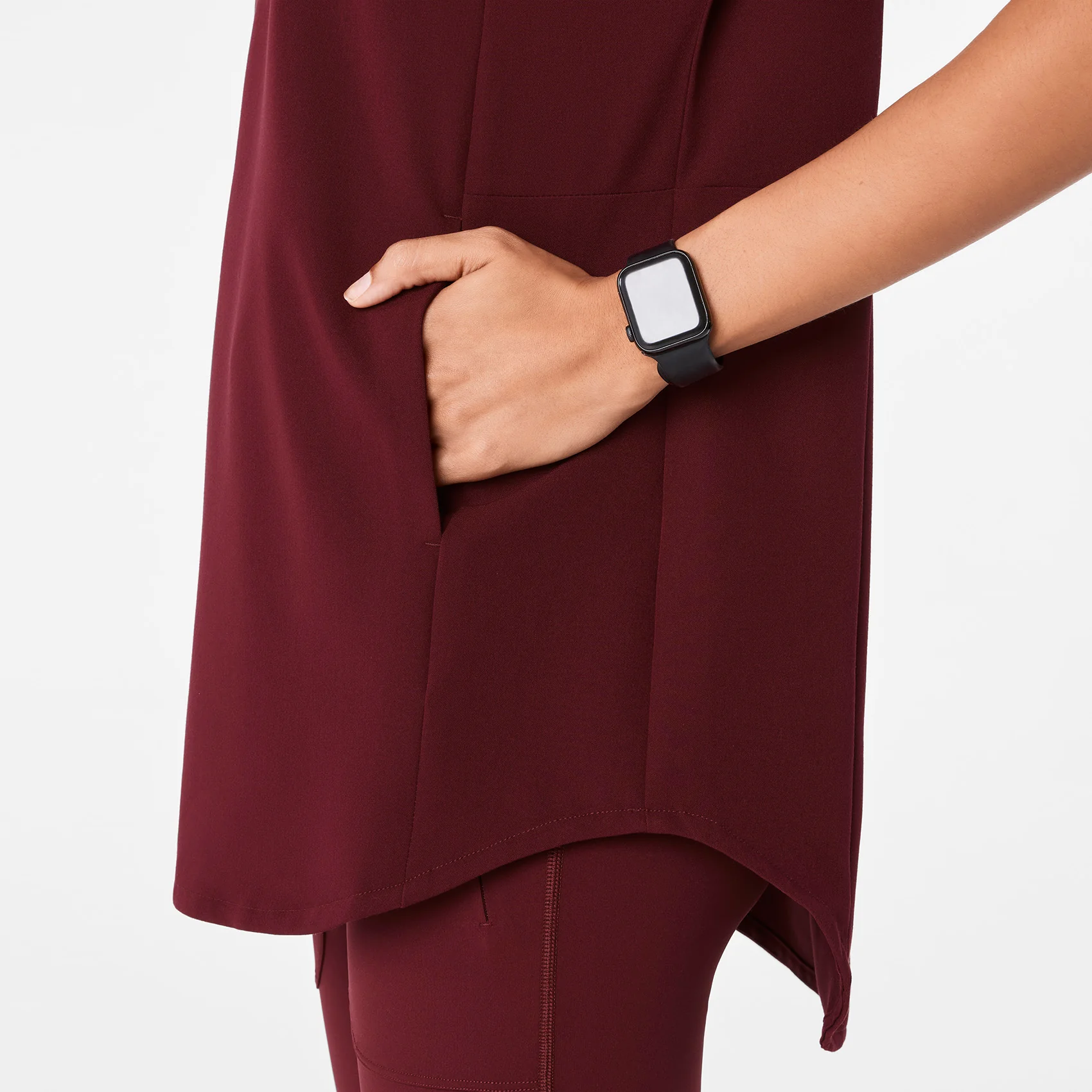 women's Burgundy Addison Oversized Tunic - Scrub Top - Image 5