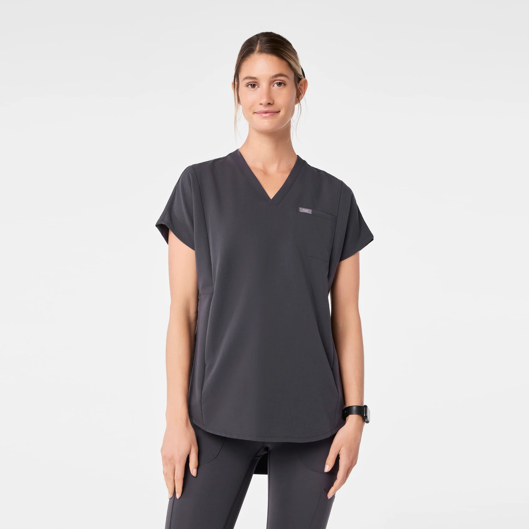 women's Charcoal Addison Oversized Tunic- Scrub Top