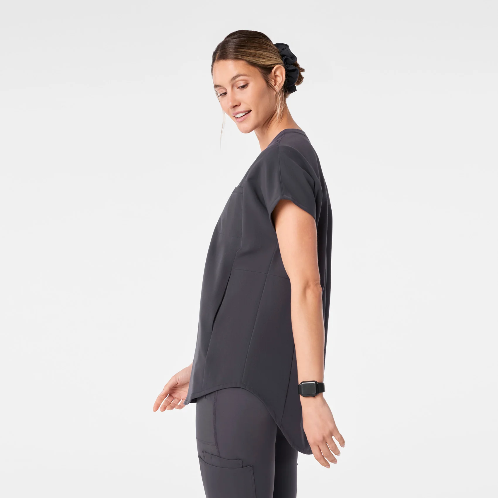 women's Charcoal Addison Oversized Tunic- Scrub Top - Image 3