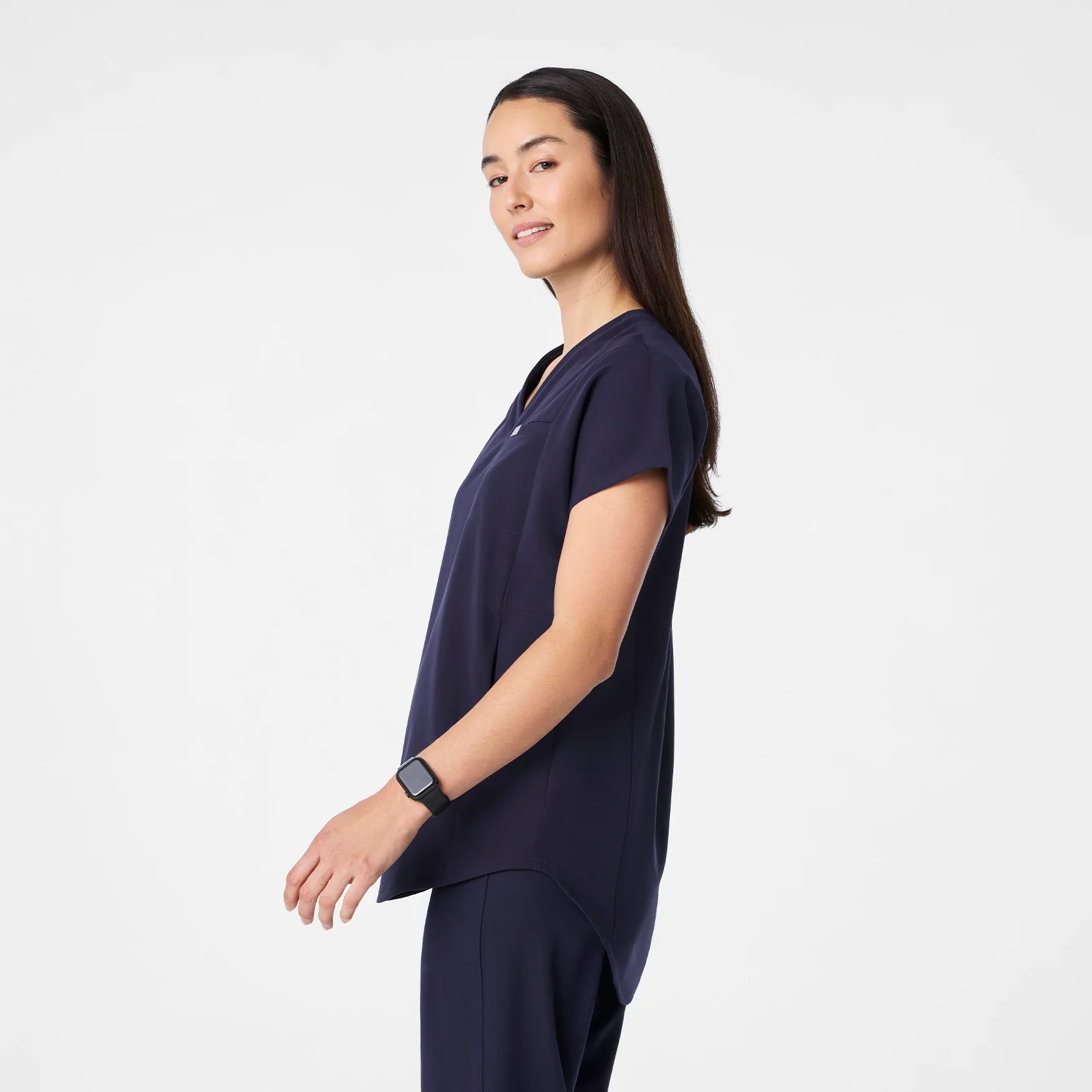 women's Navy Addison Oversized Tunic - Scrub Top - Image 3