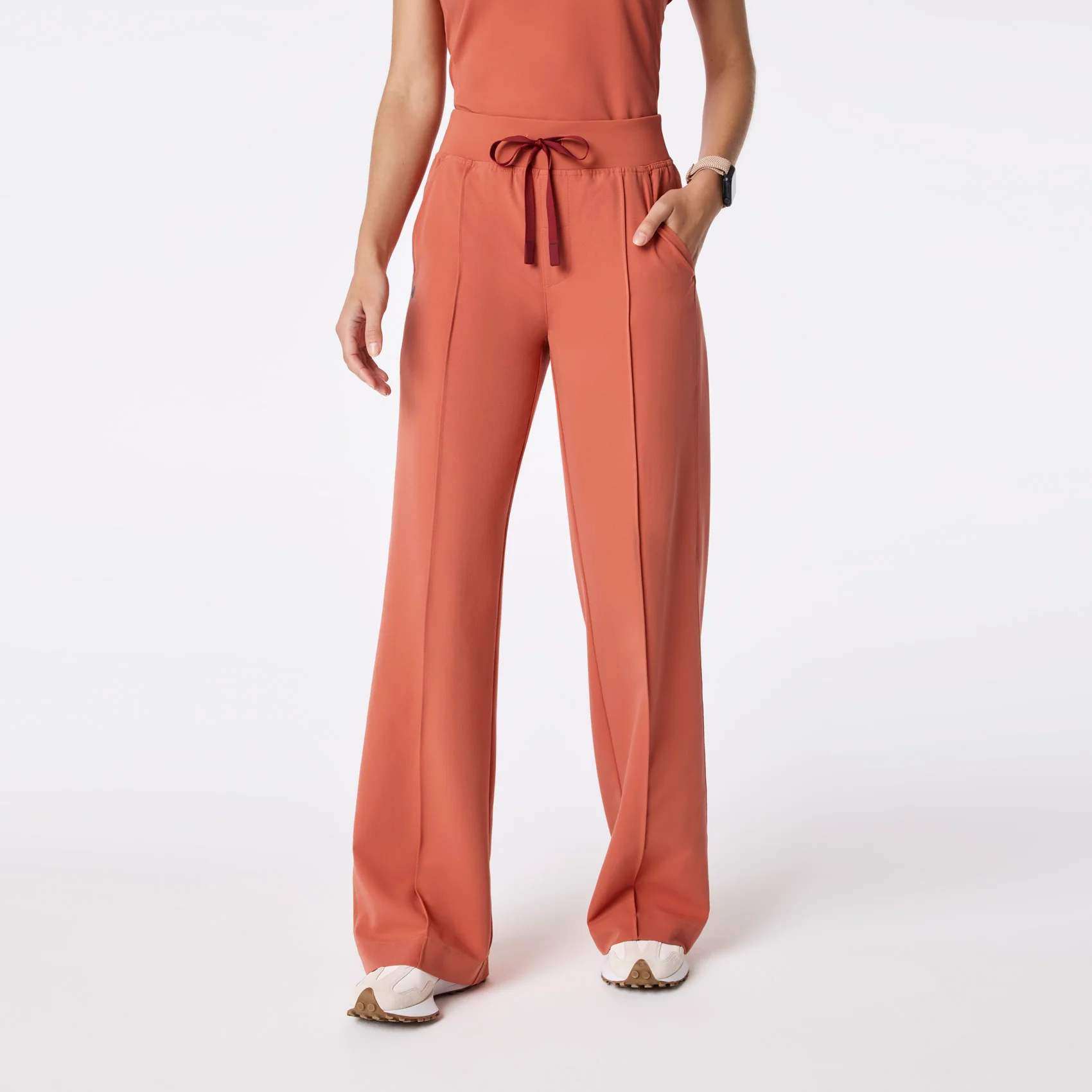 women's Spiced Cider Alexandria Wide Leg Cargo - Petite Scrub Pant