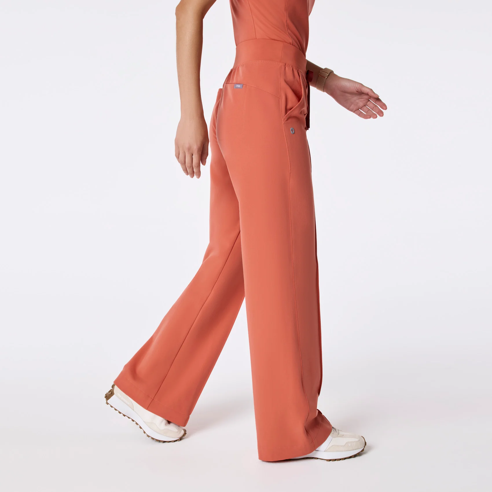 women's Spiced Cider Alexandria Wide Leg Cargo - Petite Scrub Pant - Image 3