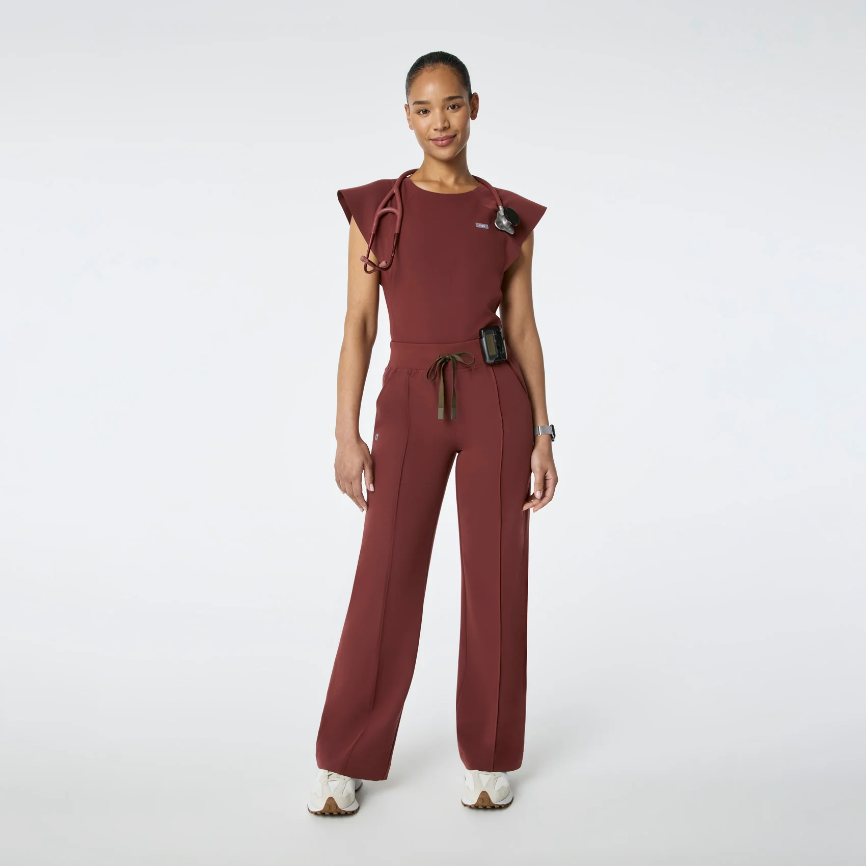 women's Walnut Alexandria Wide Leg Cargo - Petite Scrub Pant - Image 2