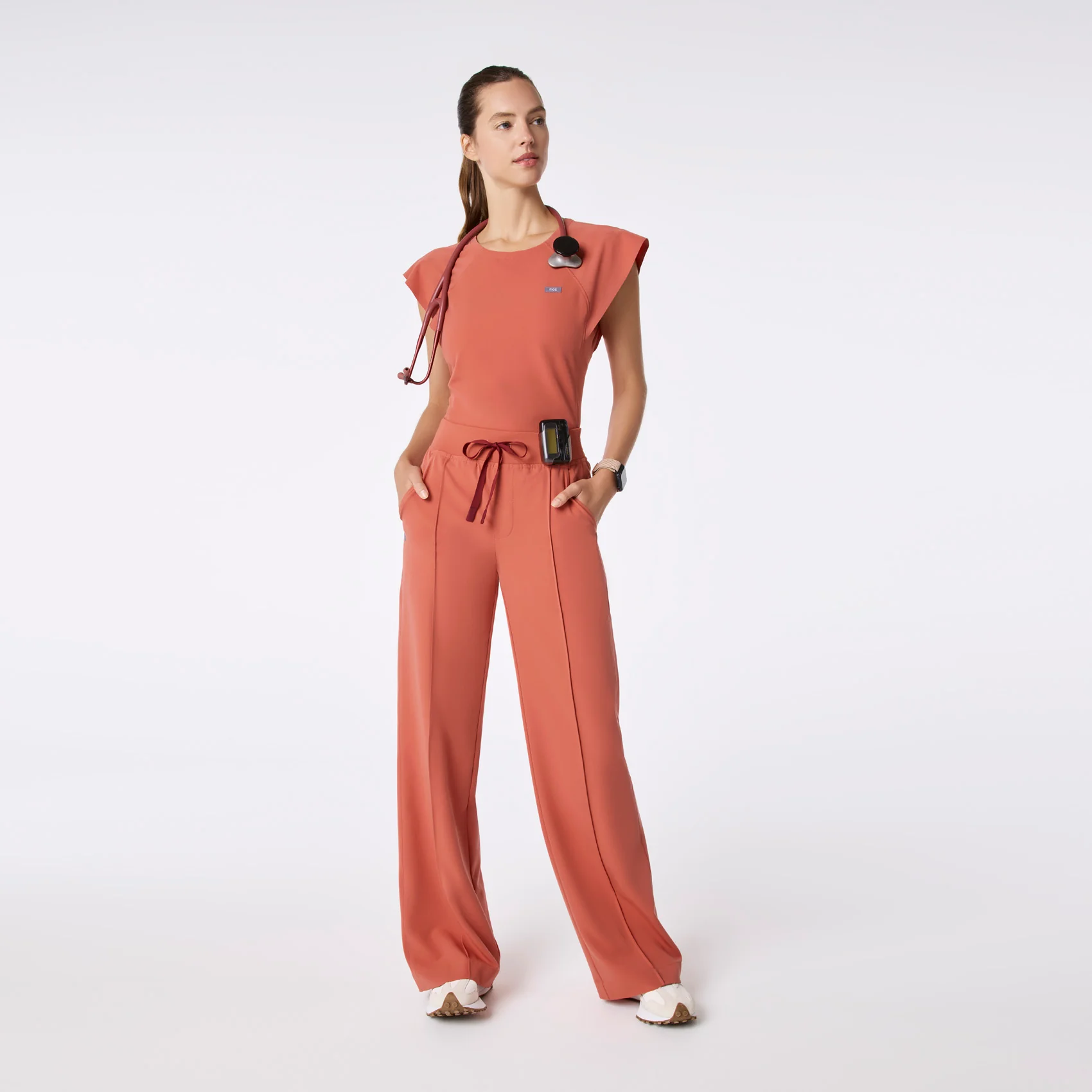 women's Spiced Cider Alexandria Wide Leg Cargo - Tall Scrub Pant - Image 2