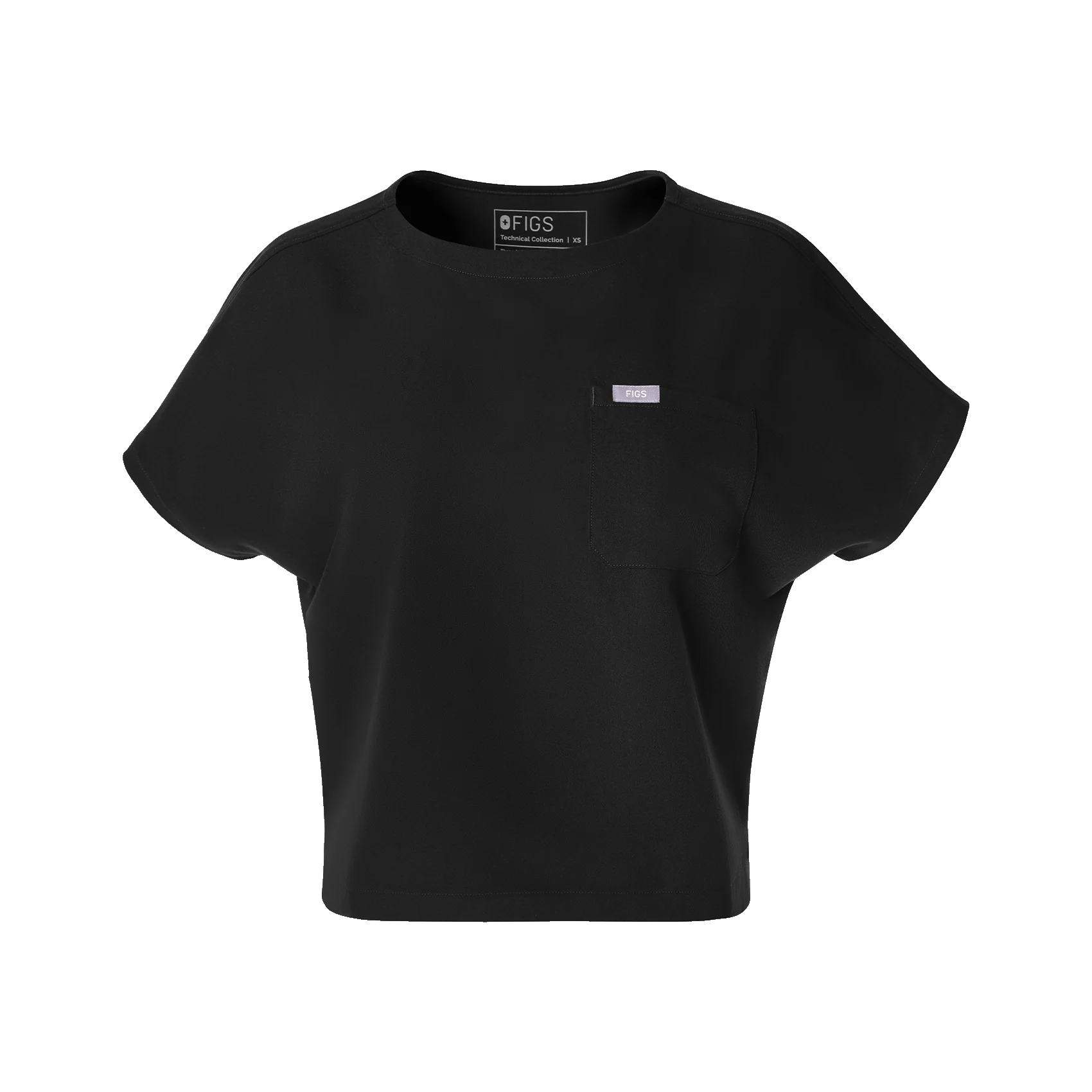 women's Black Arua Cropped Crewneck - One-Pocket Scrub Top - Image 9