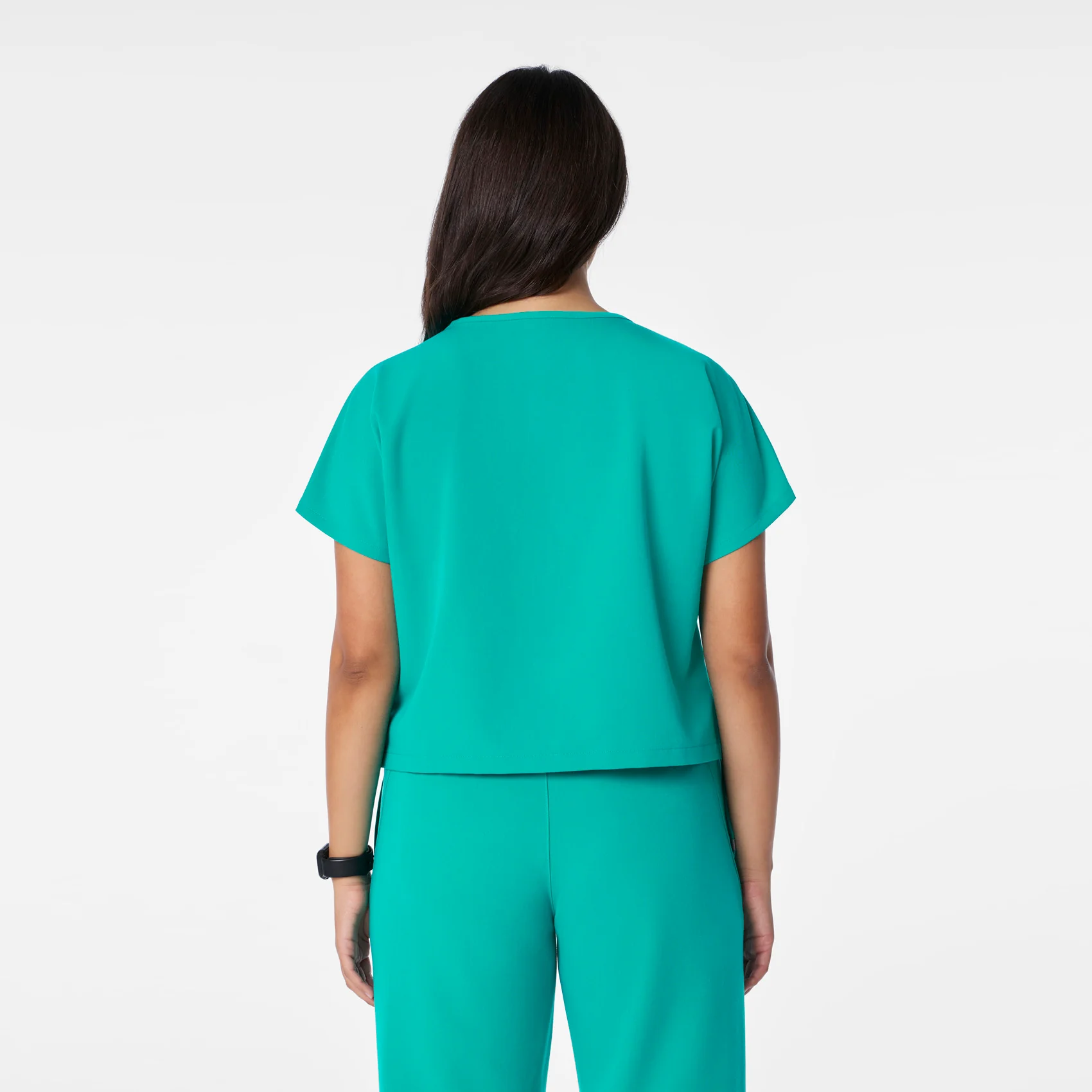 women's Lagoon Arua Cropped Crewneck - One-Pocket Scrub Top - Image 4