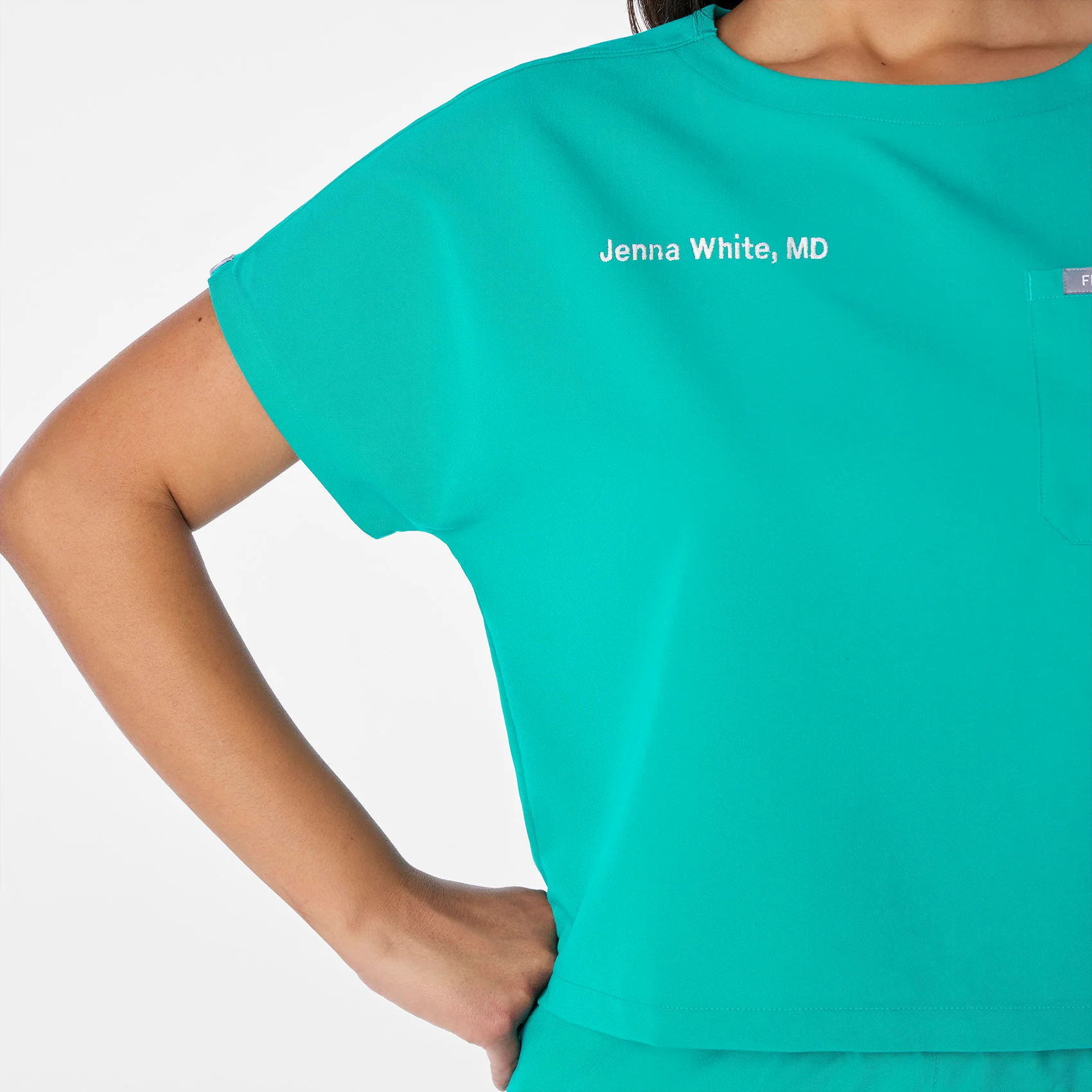 women's Lagoon Arua Cropped Crewneck - One-Pocket Scrub Top - Image 7