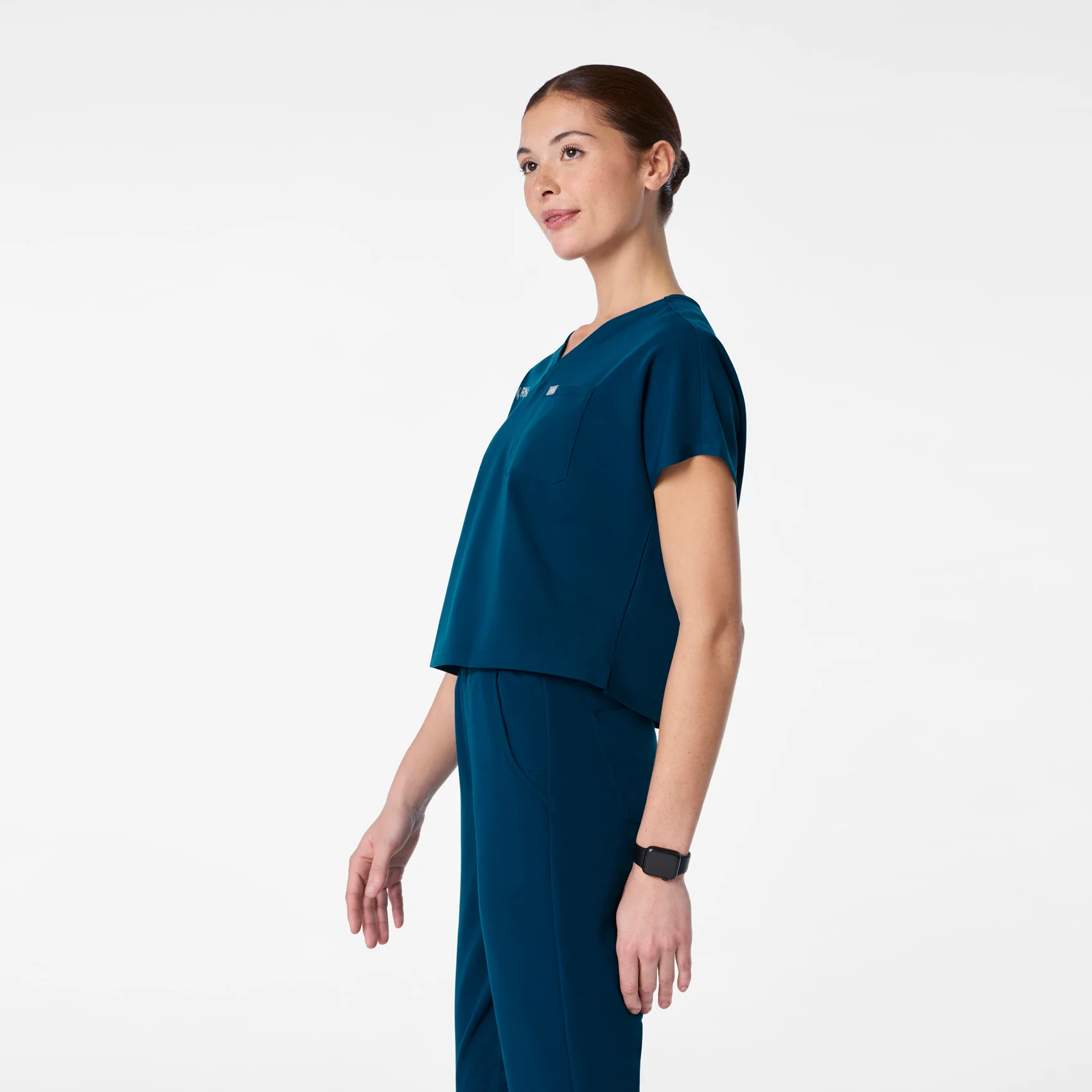 women's Deep Reef Arua Cropped V-Neck - One-Pocket Scrub Top - Image 3