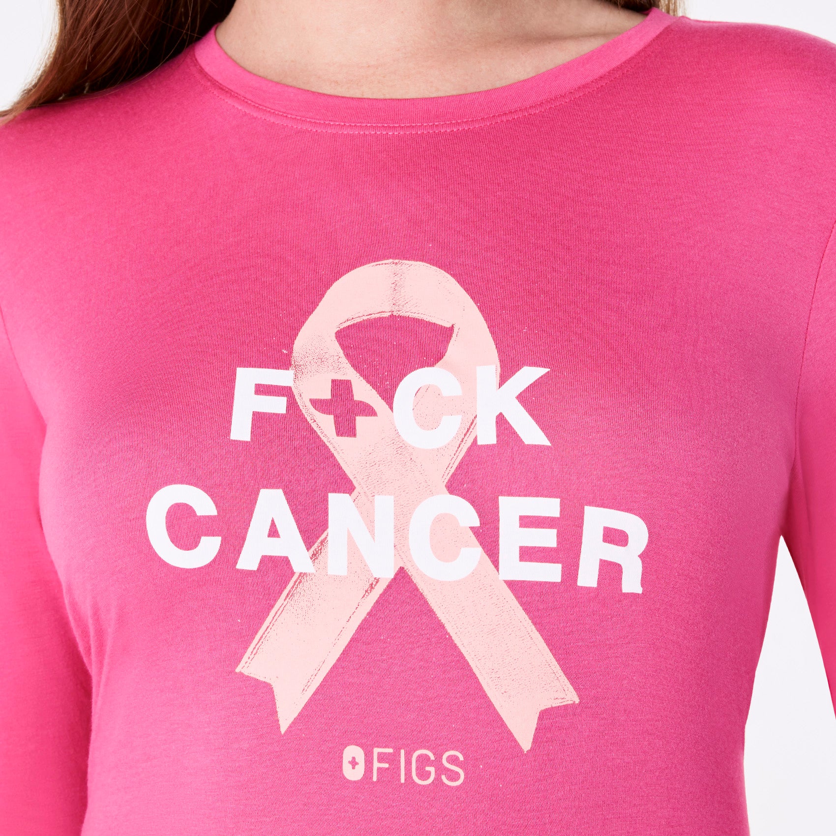 women's F'ing Pink BCA Ribbon F Cancer Supersoft - Longsleeve Underscrub - Image 2