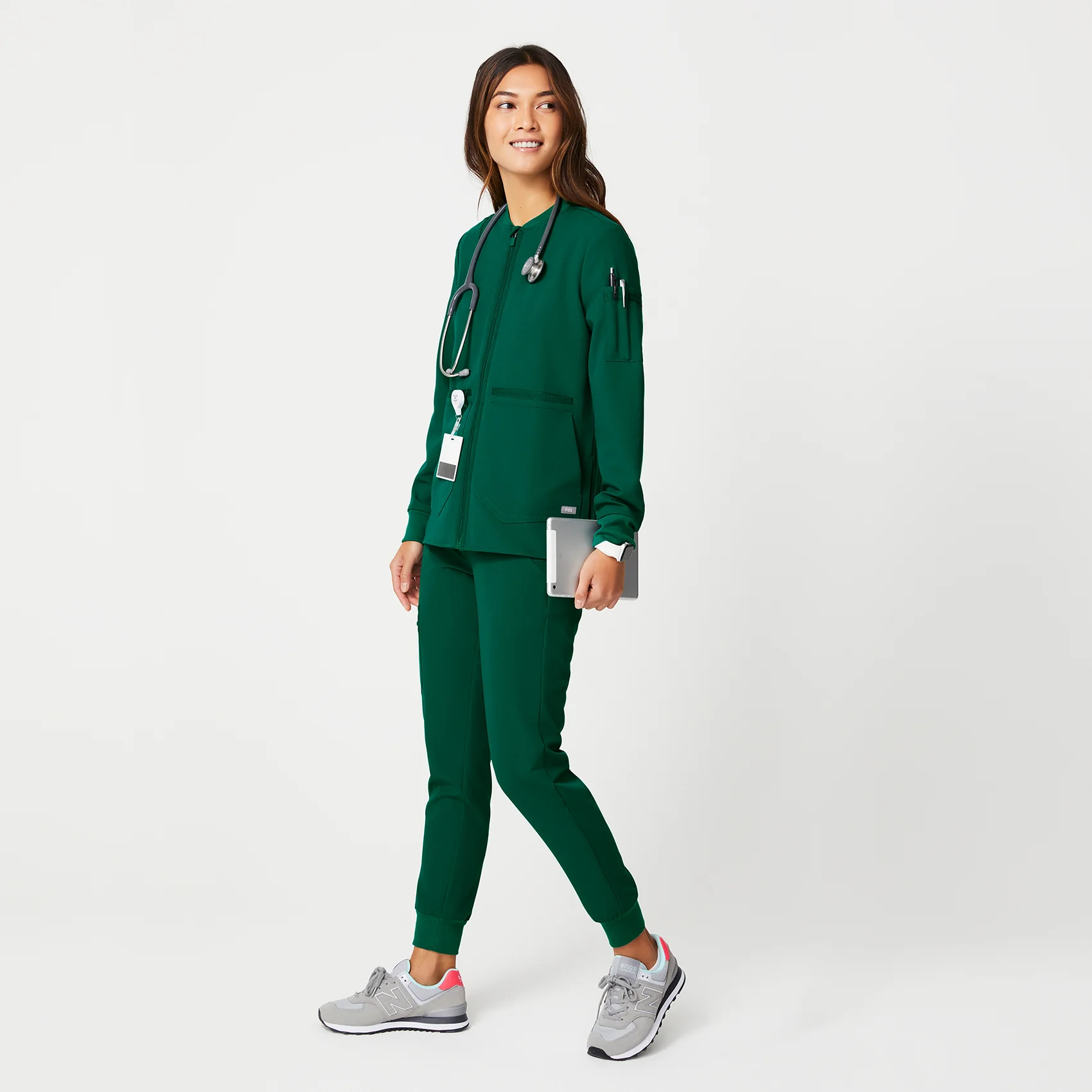 women's Hunter Green Bellery - Scrub Jacket - Image 2