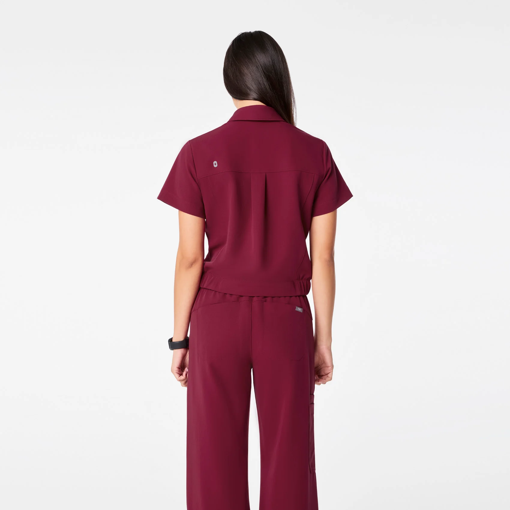 women's Deep Cranberry Campbell Collared - Scrub Top - Image 4