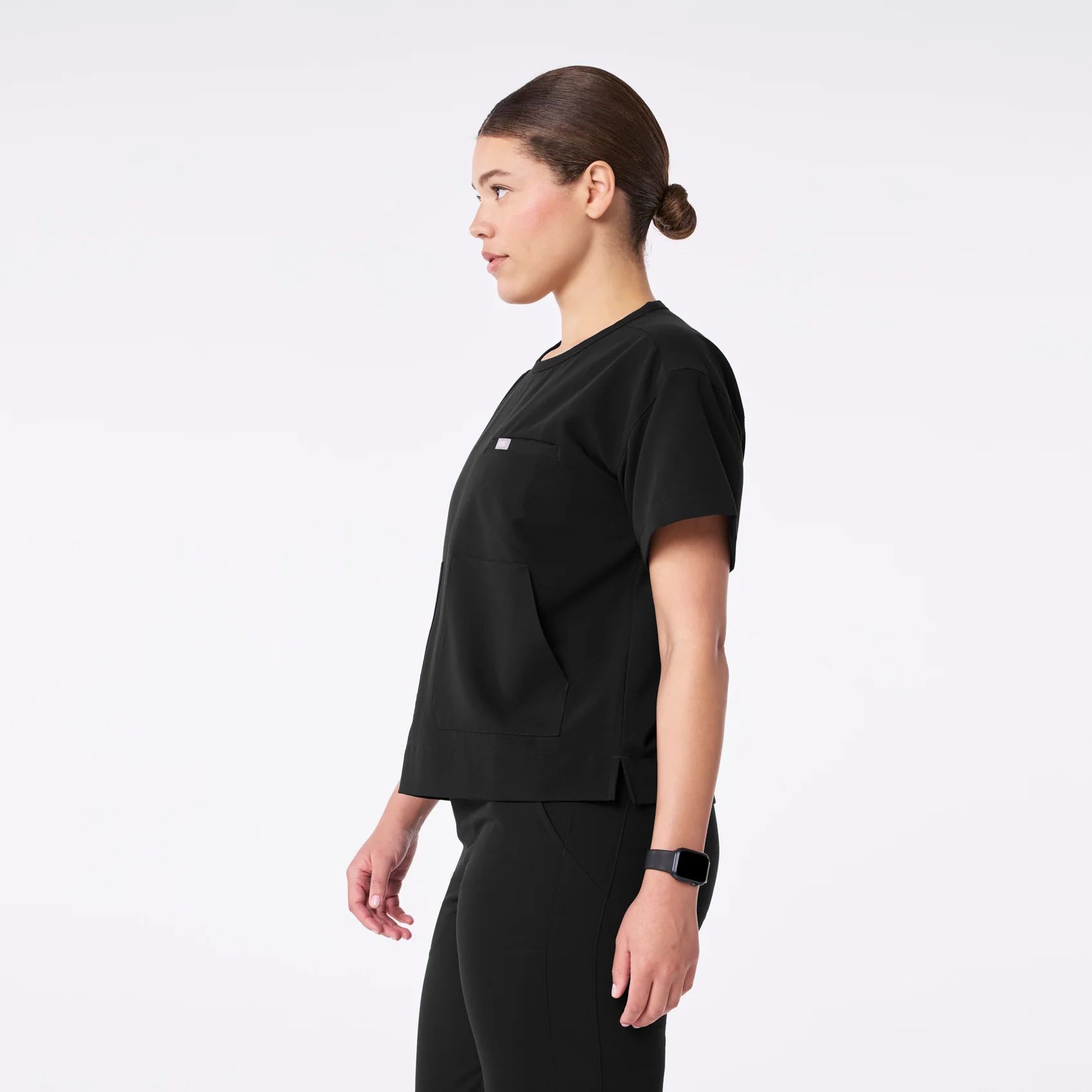 women's Black Canela Crewneck - Scrub Top - Image 3