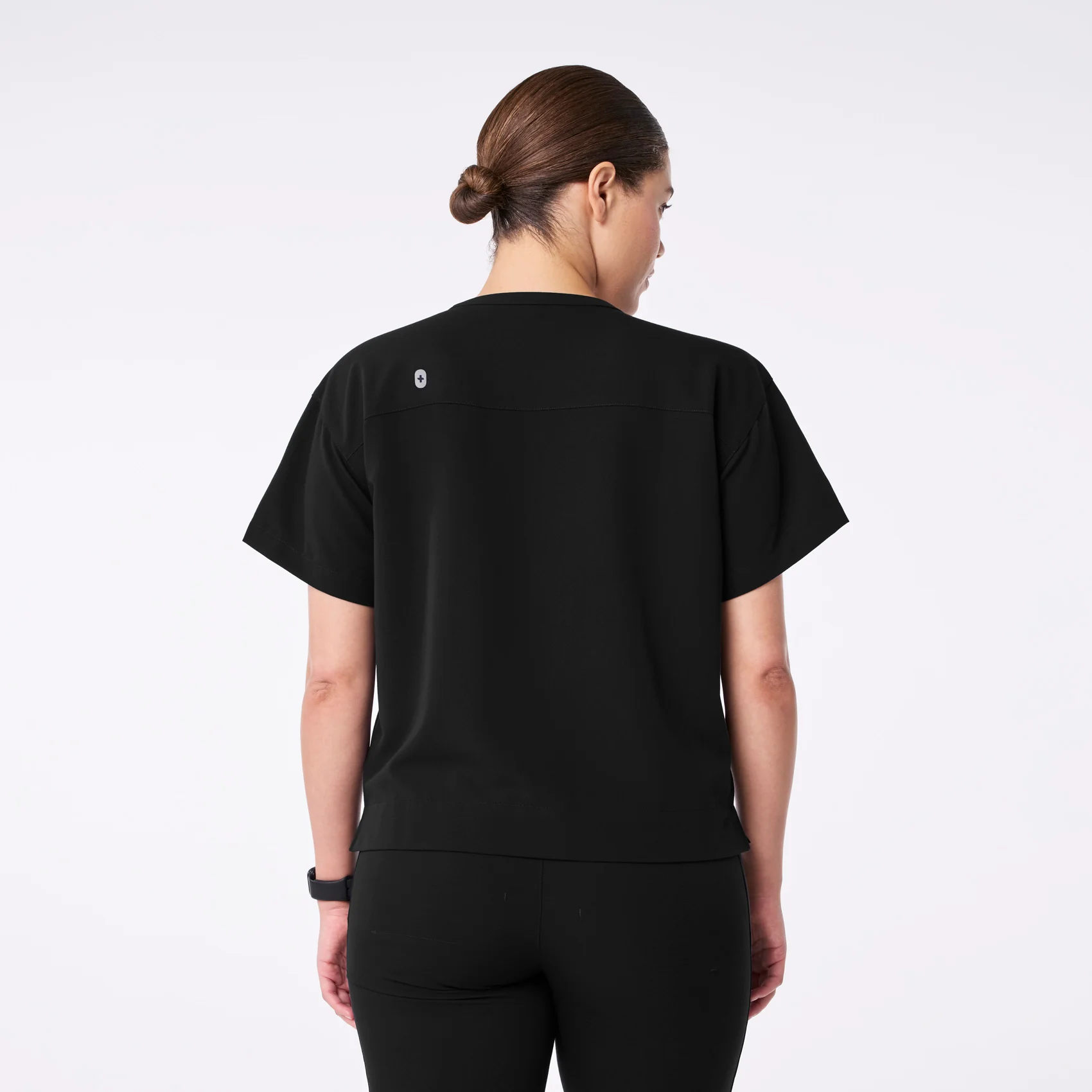 women's Black Canela Crewneck - Scrub Top - Image 4