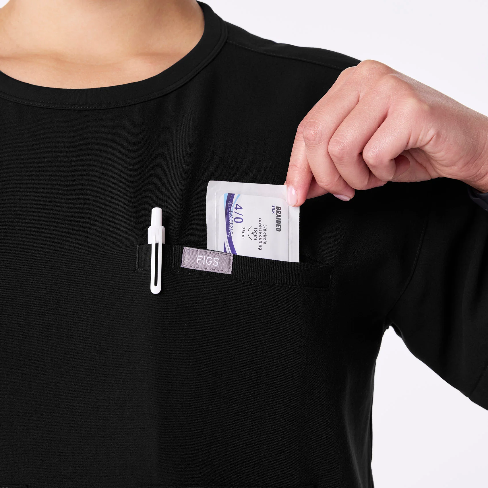 women's Black Canela Crewneck - Scrub Top - Image 7