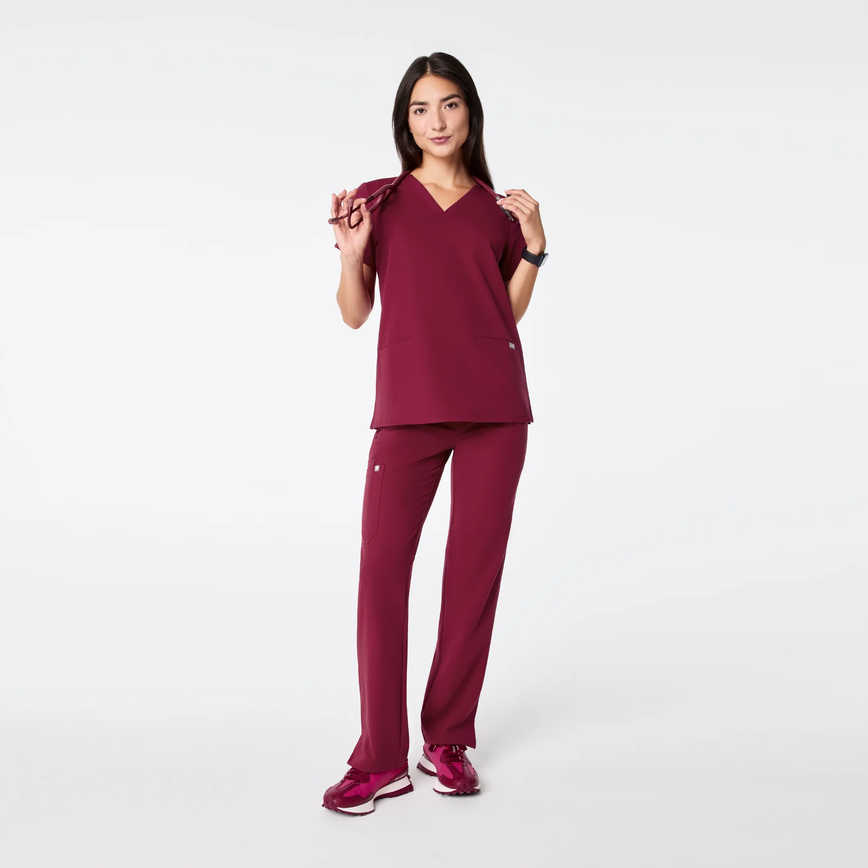 women's Deep Cranberry Casma - Three-Pocket Scrub Top™ - Image 2