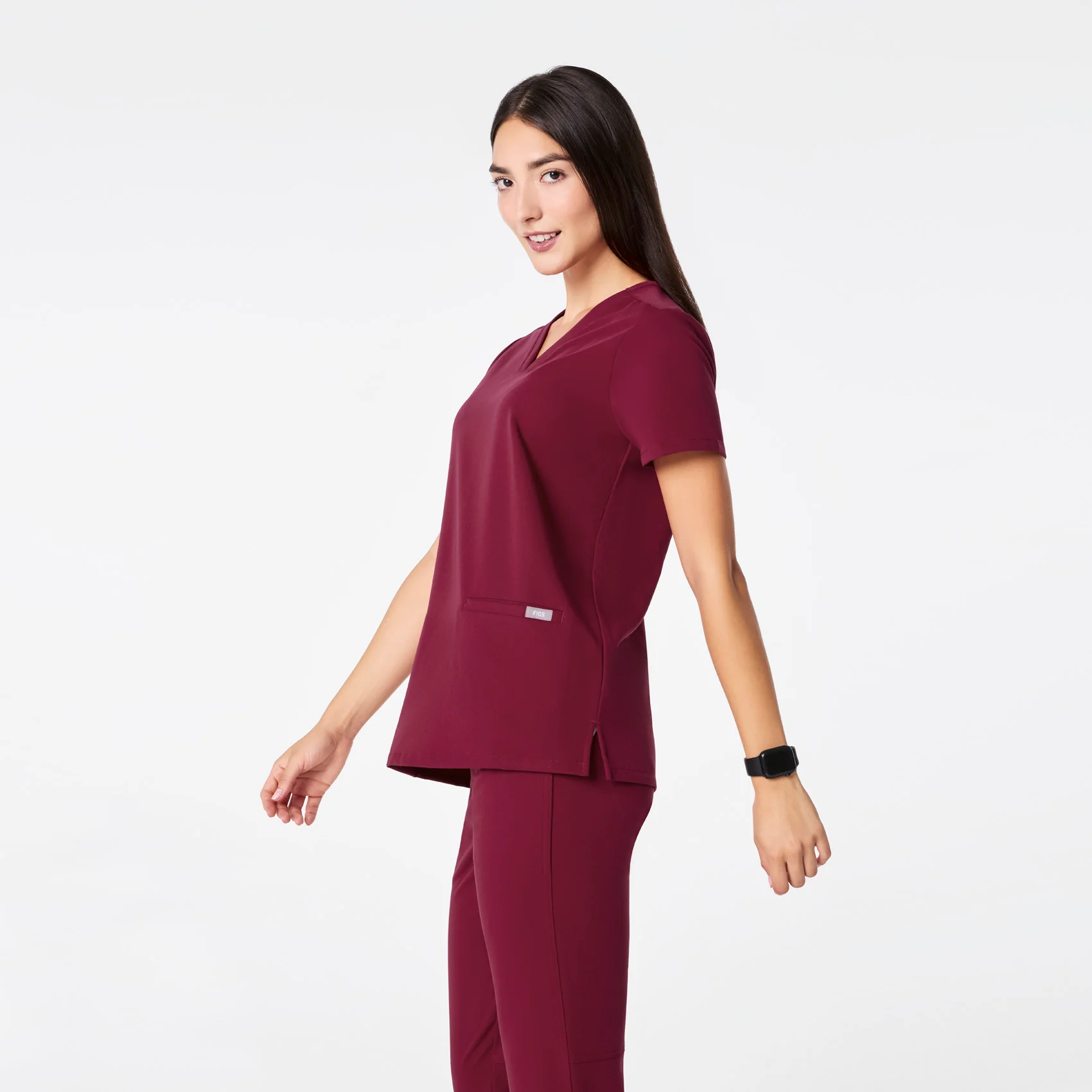 women's Deep Cranberry Casma - Three-Pocket Scrub Top™ - Image 3
