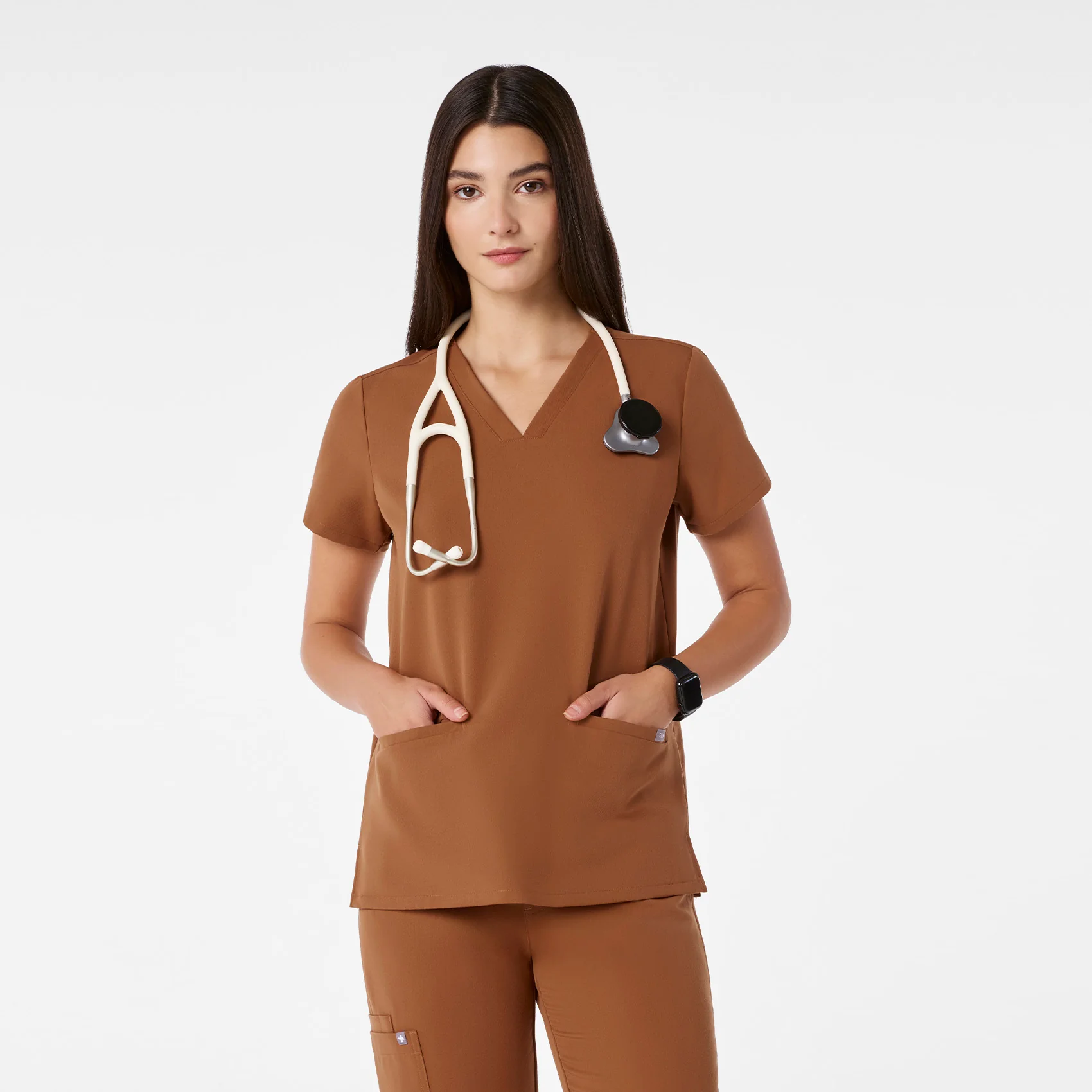 women's Mocha Casma - Three-Pocket Scrub Top™