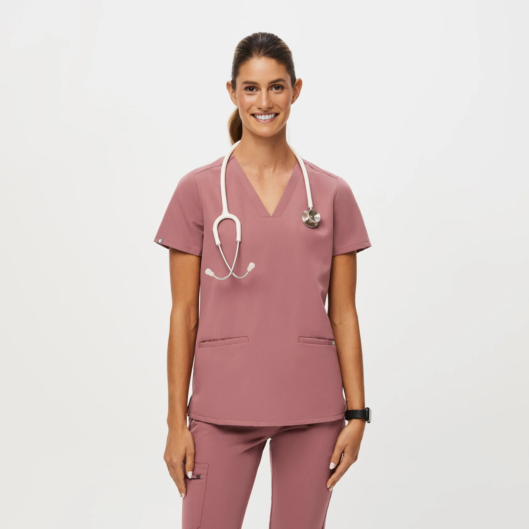 women's Mauve Casma™ - Three-Pocket Scrub Top