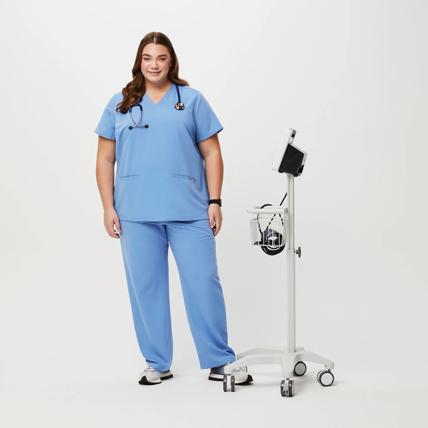 women's Ceil Blue Casma™- Three-Pocket Scrub Top (3XL - 6XL) - Image 2