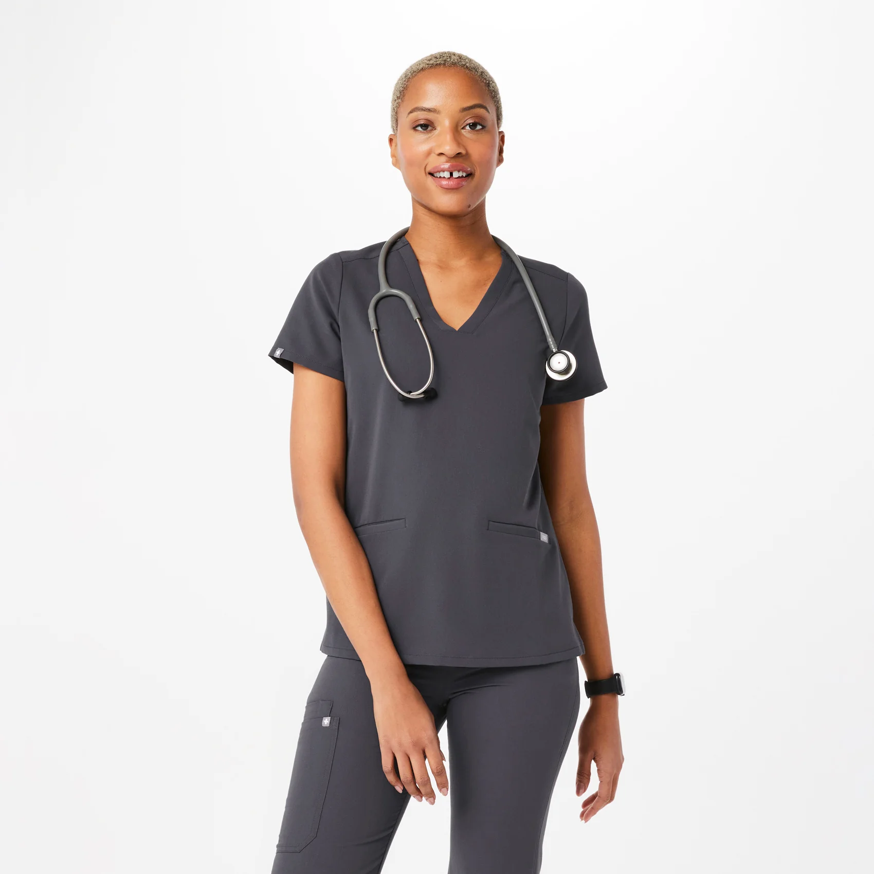 women's Charcoal Casma™- Three-Pocket Scrub Top (3XL - 6XL)
