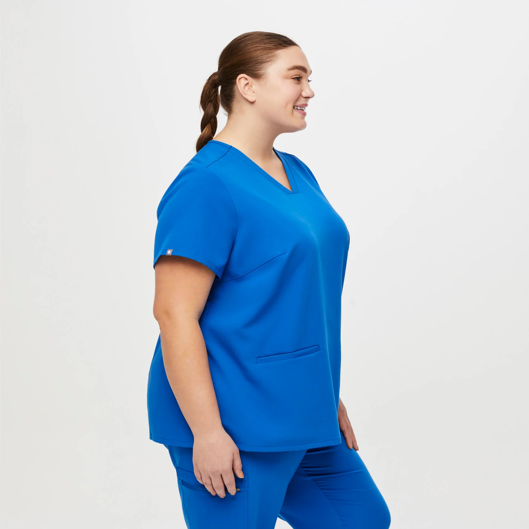 women's Royal Blue Casma™- Three-Pocket Scrub Top (3XL - 6XL) - Image 3