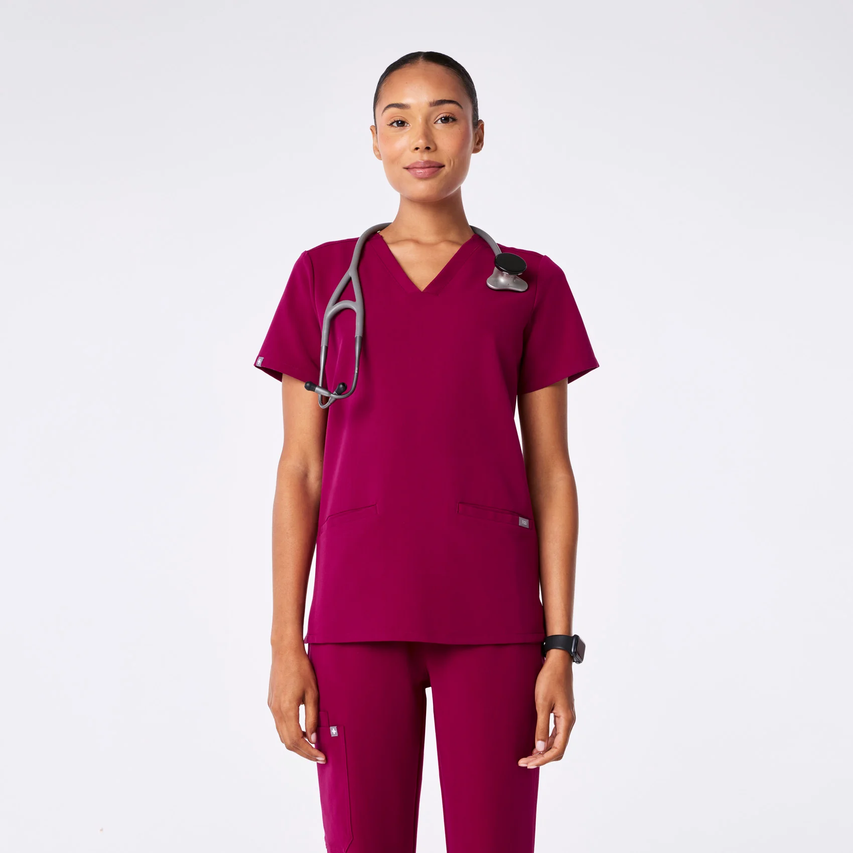 women's Dark Magenta Casma - Three-Pocket Scrub Top™