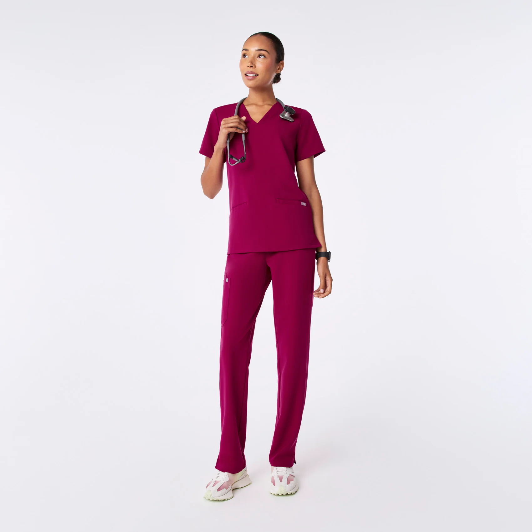 women's Dark Magenta Casma - Three-Pocket Scrub Top™ - Image 2