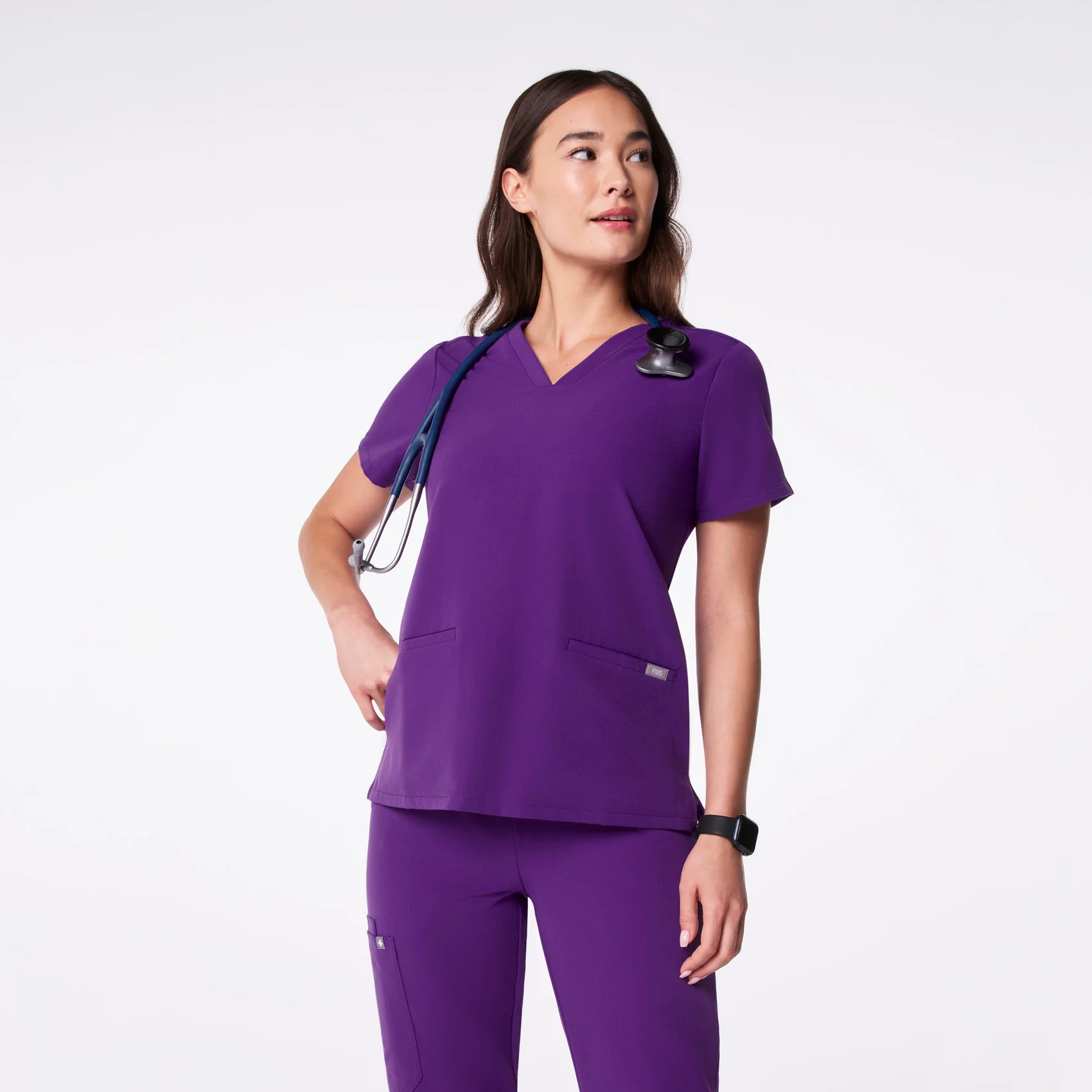 women's Digital Grape Casma - Three-Pocket Scrub Top™