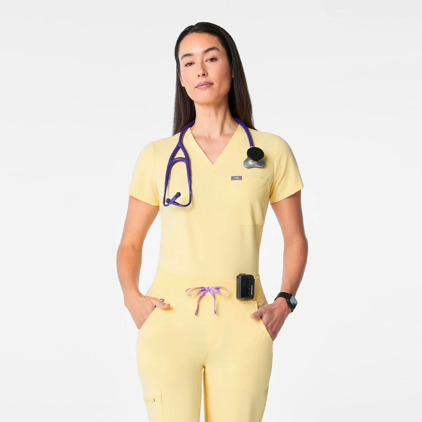 women's Butter Yellow Catarina - One-Pocket Scrub Top™