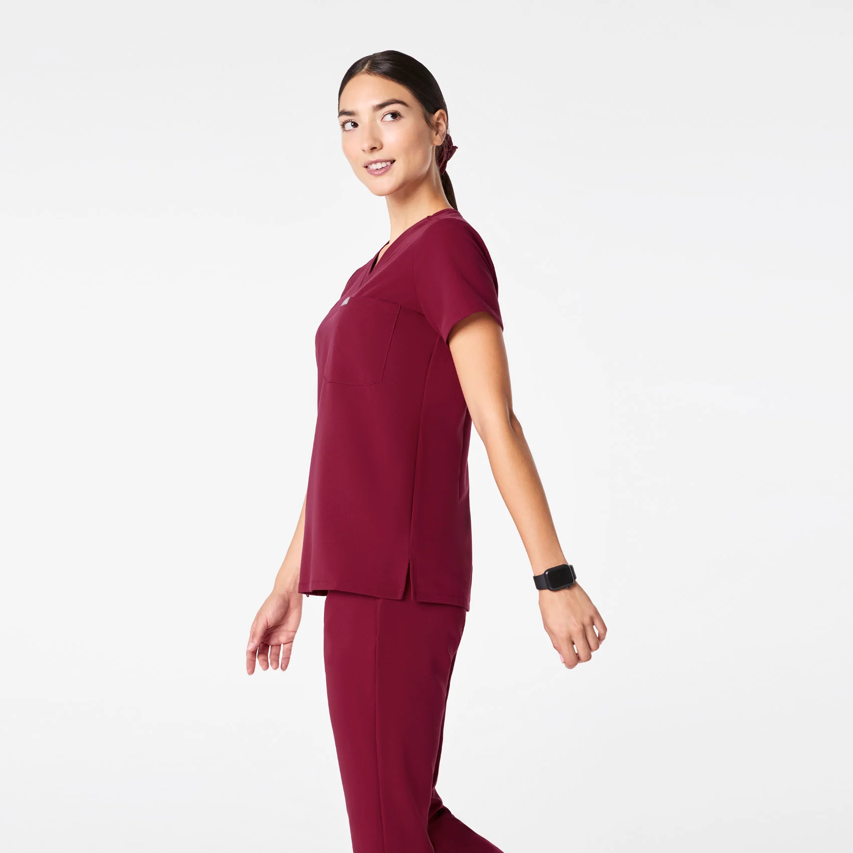 women's Deep Cranberry Catarina - One-Pocket Scrub Top™ - Image 3