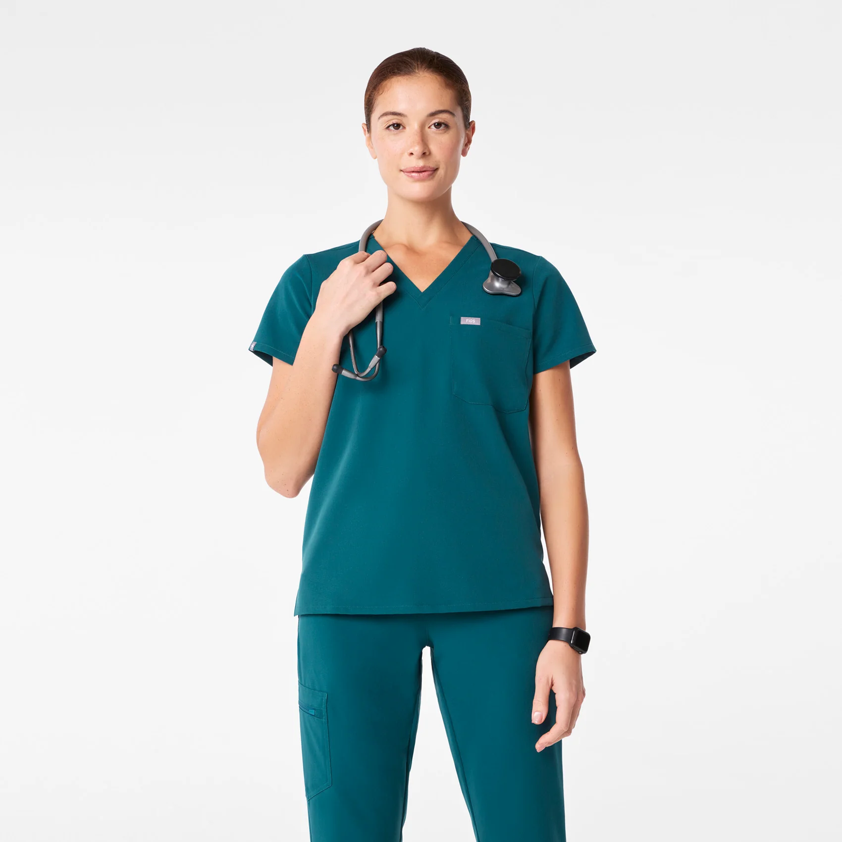 women's Caribbean Blue Catarina Petite - One-Pocket Scrub Top™ - Image 5