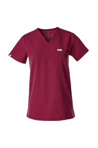 women's Deep Cranberry Catarina - One-Pocket Scrub Top™ - Image 9