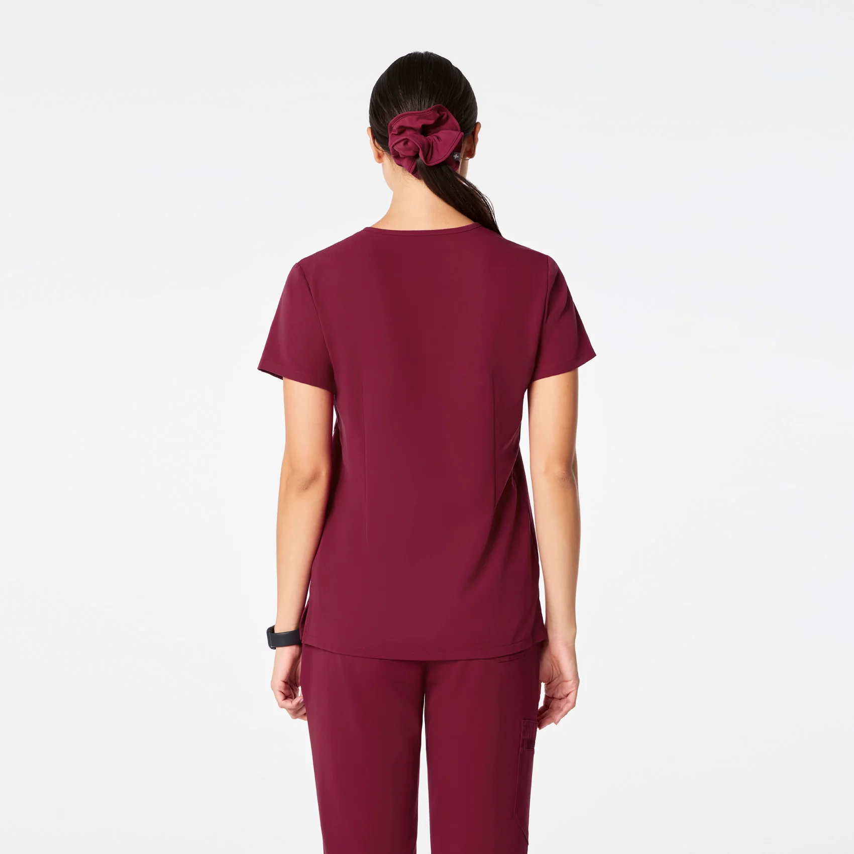 women's Deep Cranberry Catarina Petite - One-Pocket Scrub Top™ - Image 4
