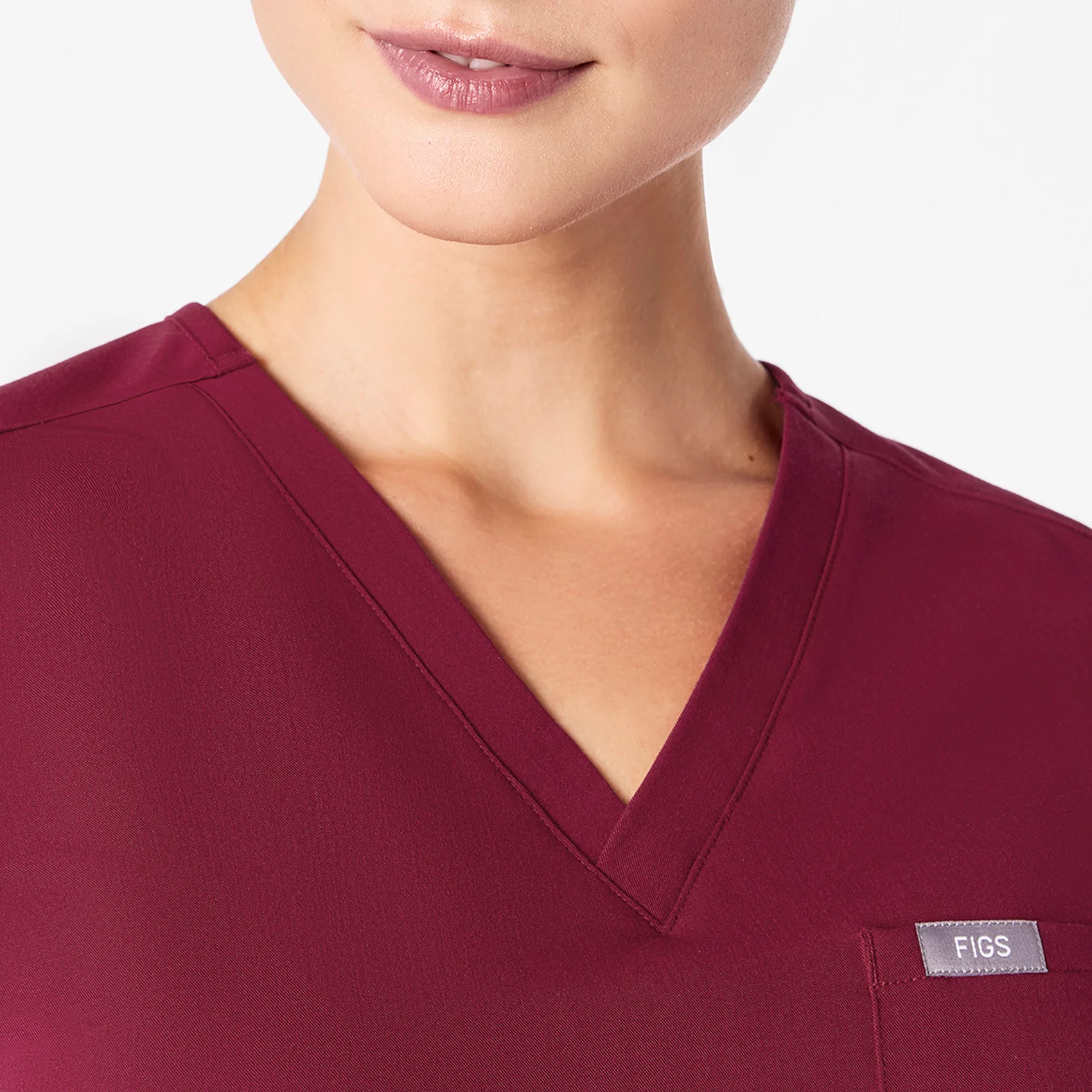 women's Deep Cranberry Catarina Petite - One-Pocket Scrub Top™ - Image 5