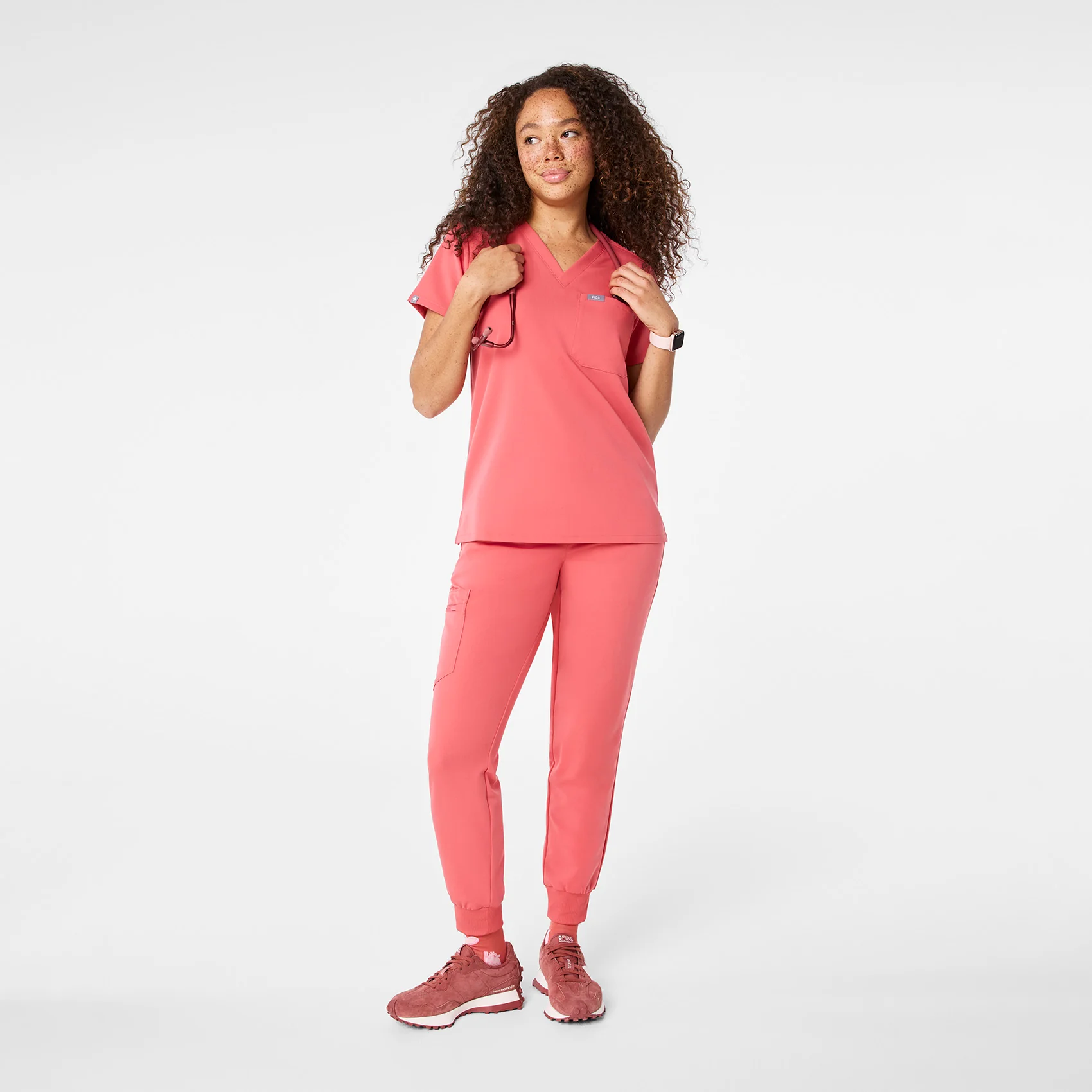 women's Pulmonary Pink Catarina - One-Pocket Scrub Top™ - Image 2