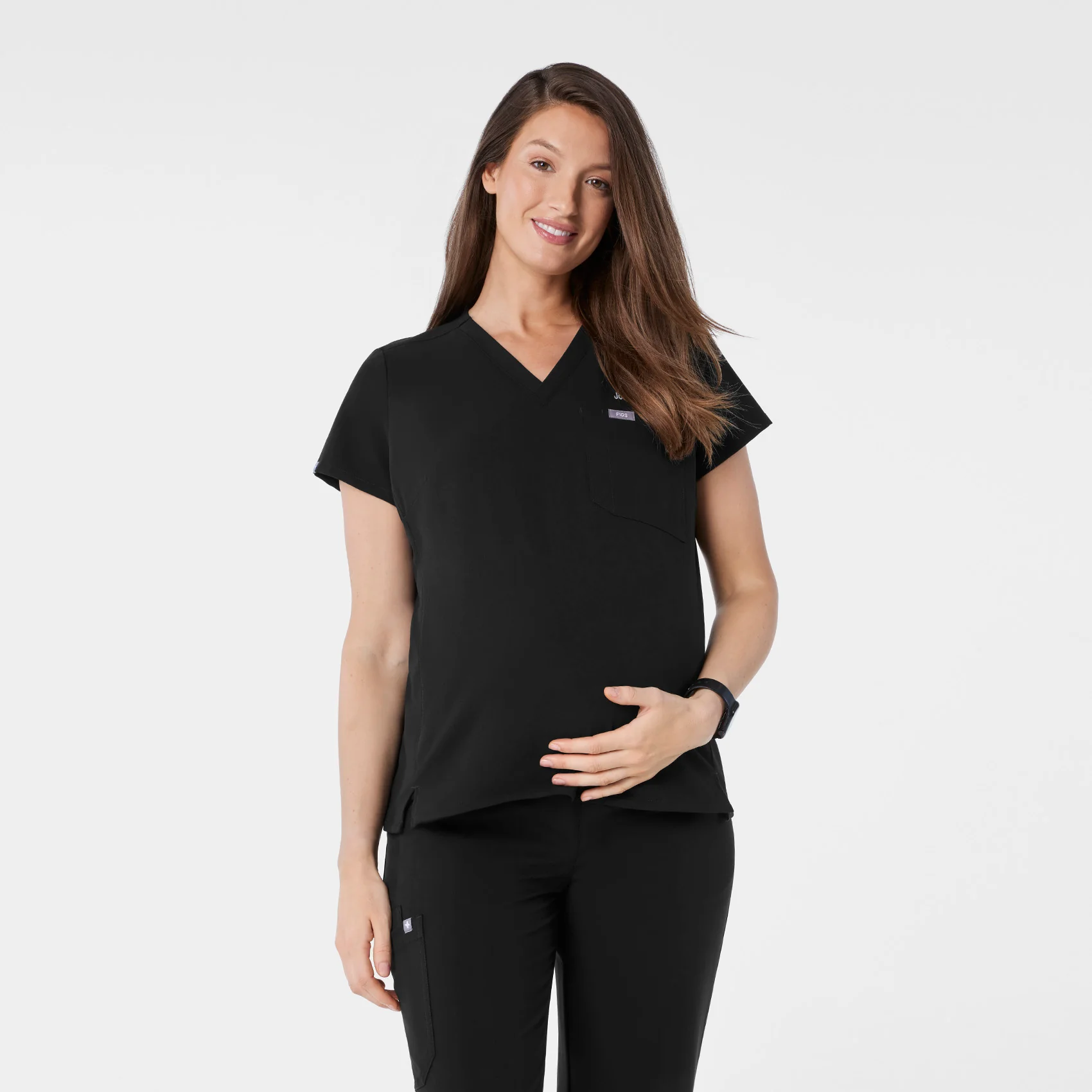 women's Black Catarina Maternity V-Neck - Scrub Top™