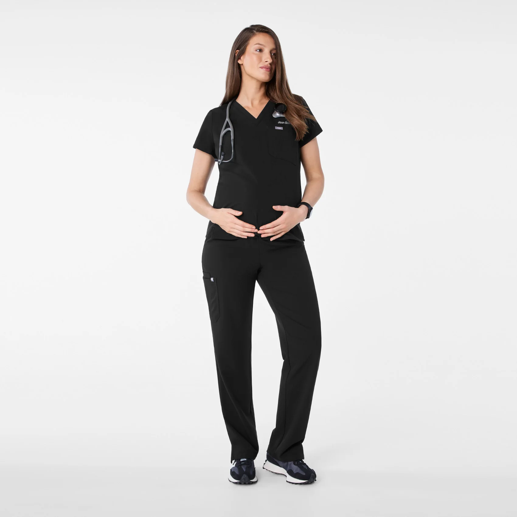women's Black Catarina Maternity V-Neck - Scrub Top™ - Image 2