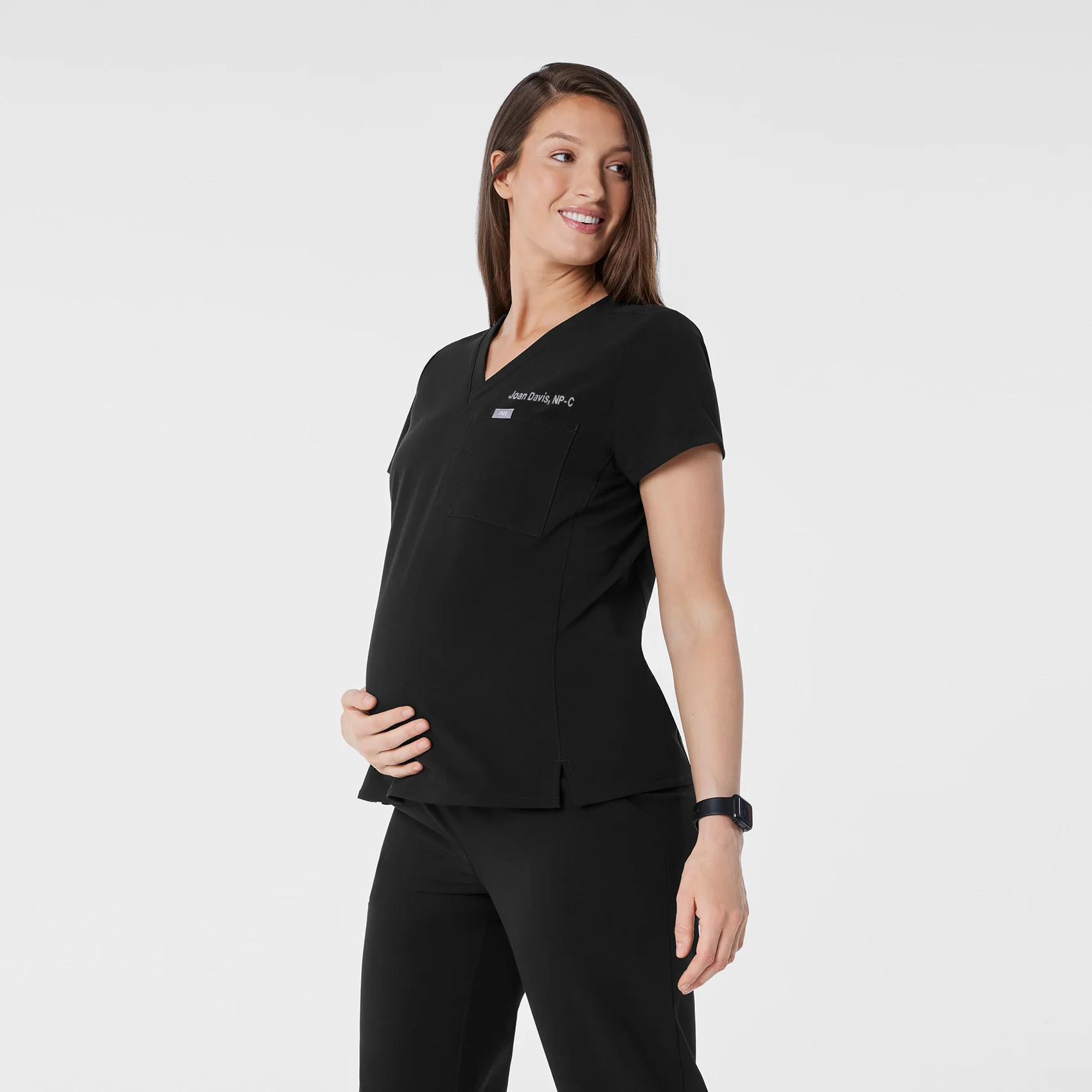 women's Black Catarina Maternity V-Neck - Scrub Top™ - Image 3