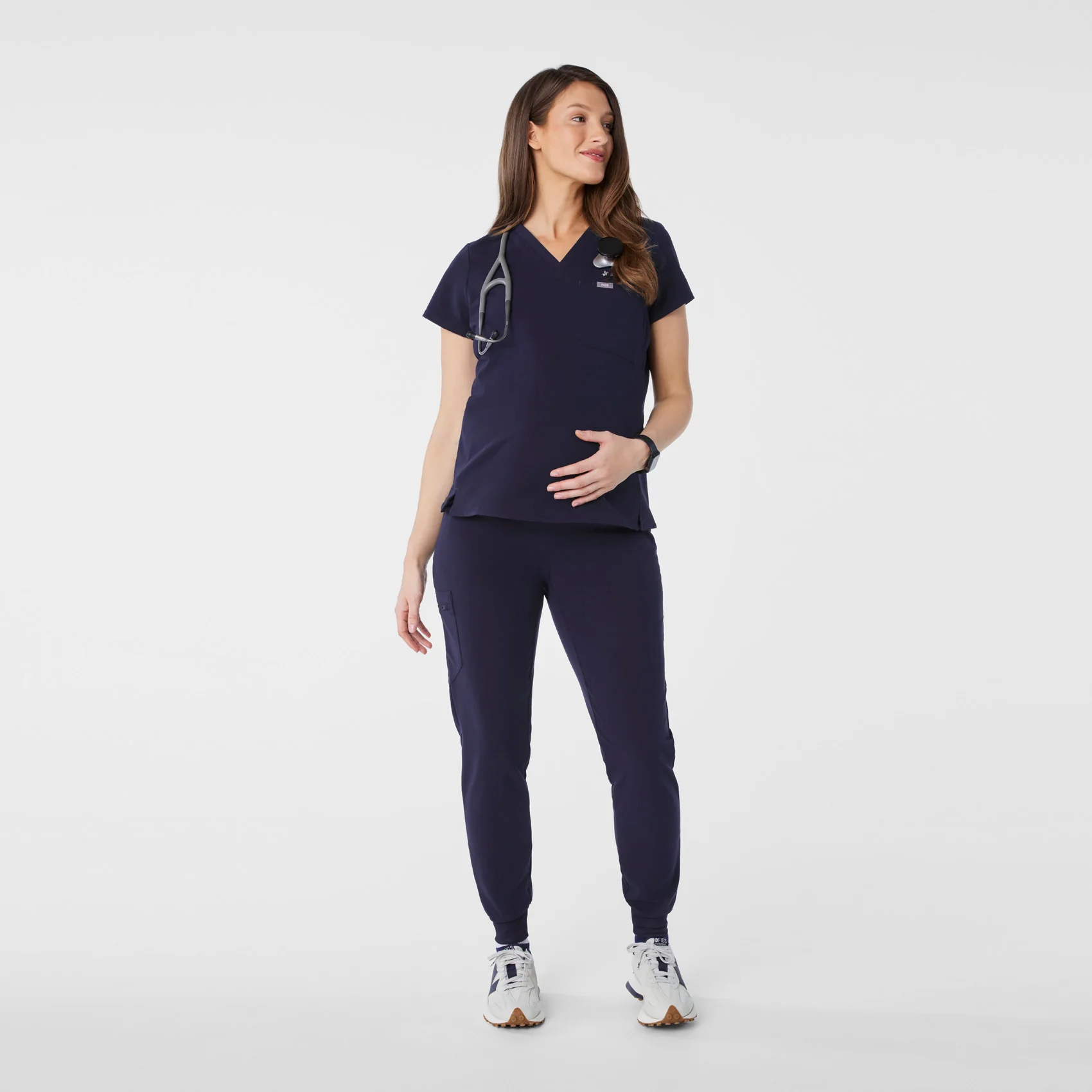 women's Navy Catarina Maternity V-Neck - Scrub Top™ - Image 2
